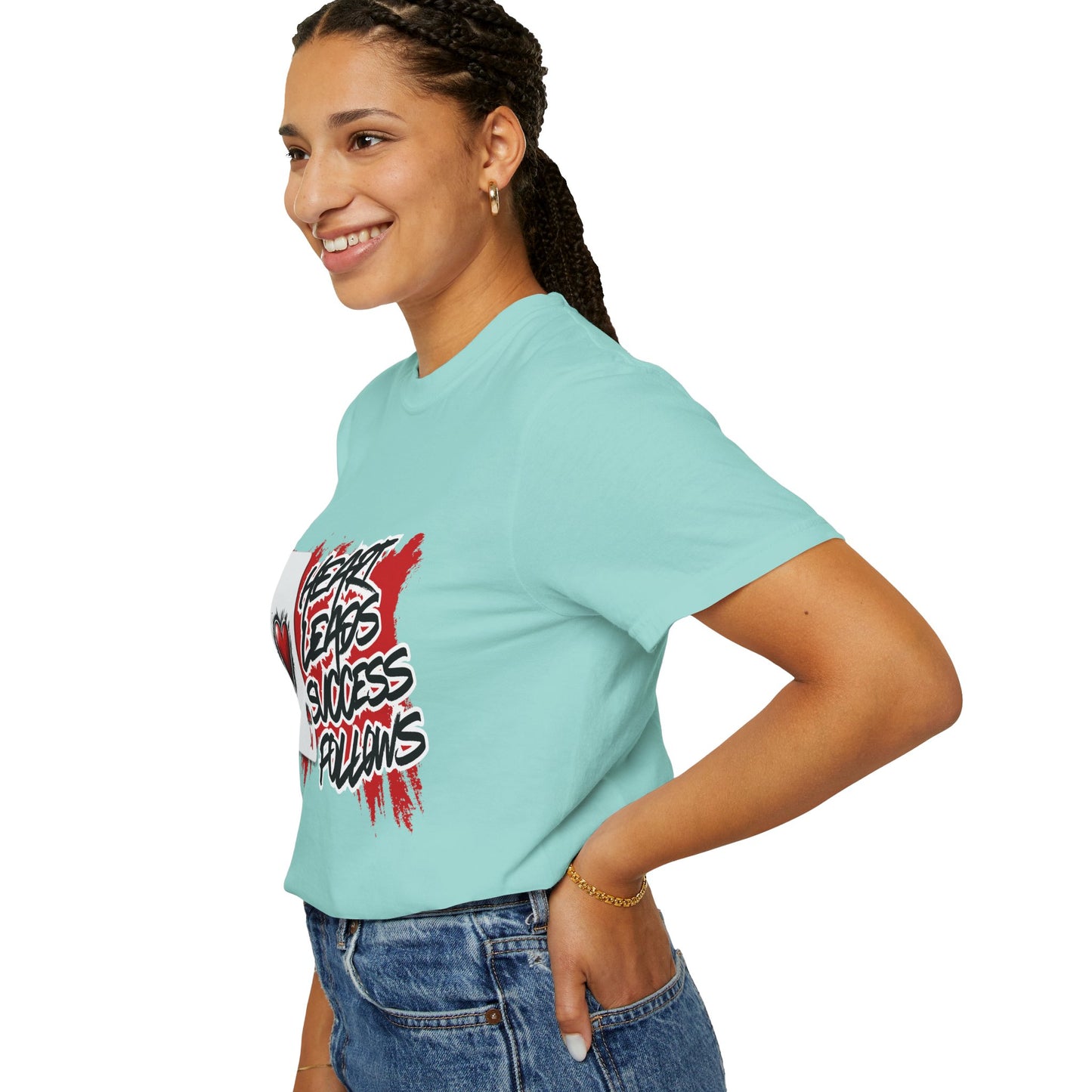 Heart Leads Success Unisex Heavy Cotton Tee | Graphic Tee | Casual Wear | Gift for Gamers | Inspirational Fashion | Streetwear