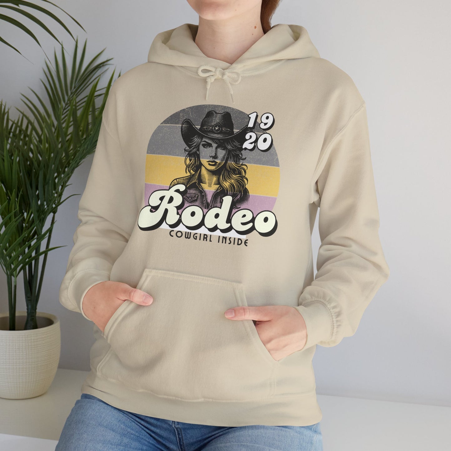 Rodeo Cowgirl Hooded HOODIE - Unisex Heavy Blend⢠- Retro Style