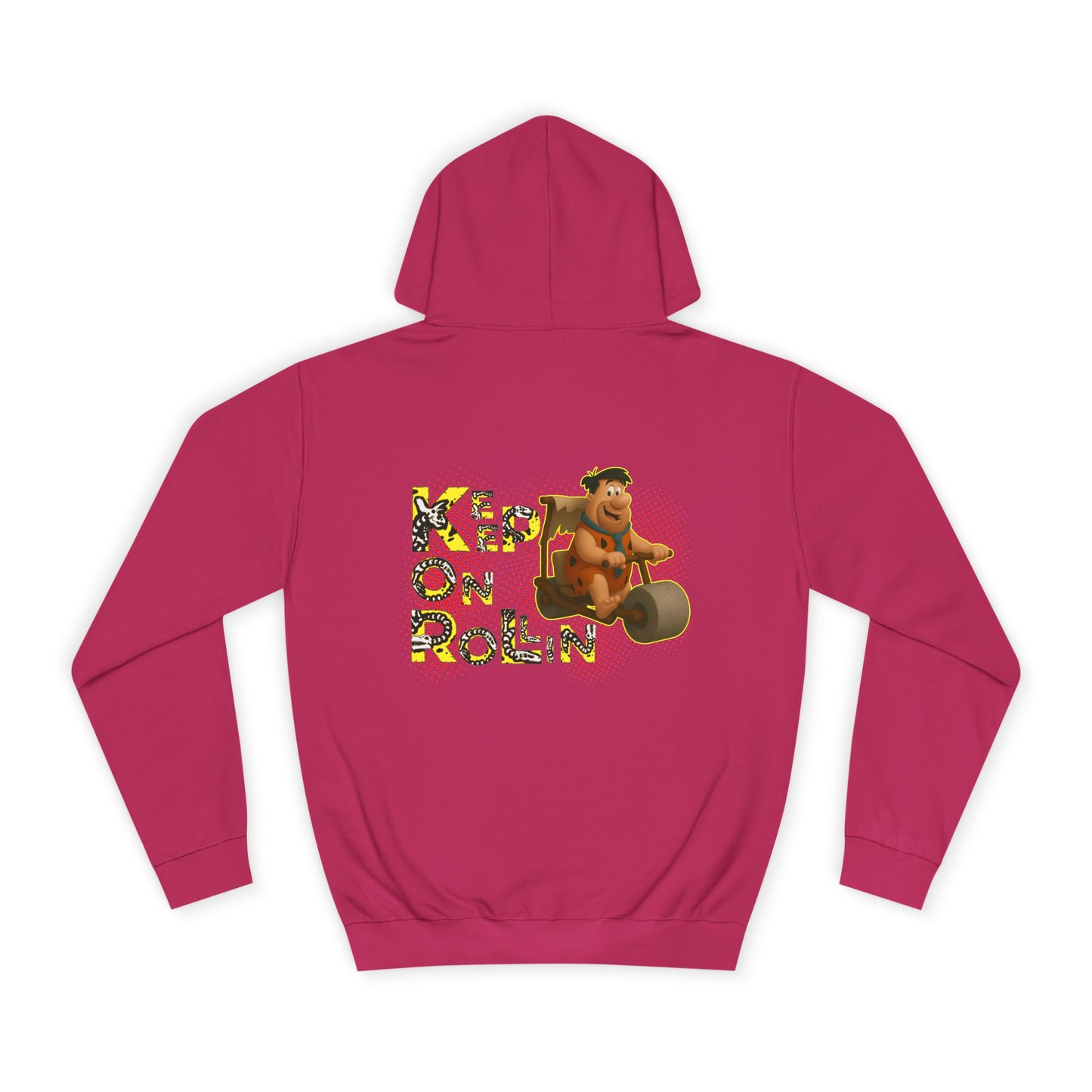 'Keep On Rollin' Design Unisex College Hoodie Flintstones Feuerstein