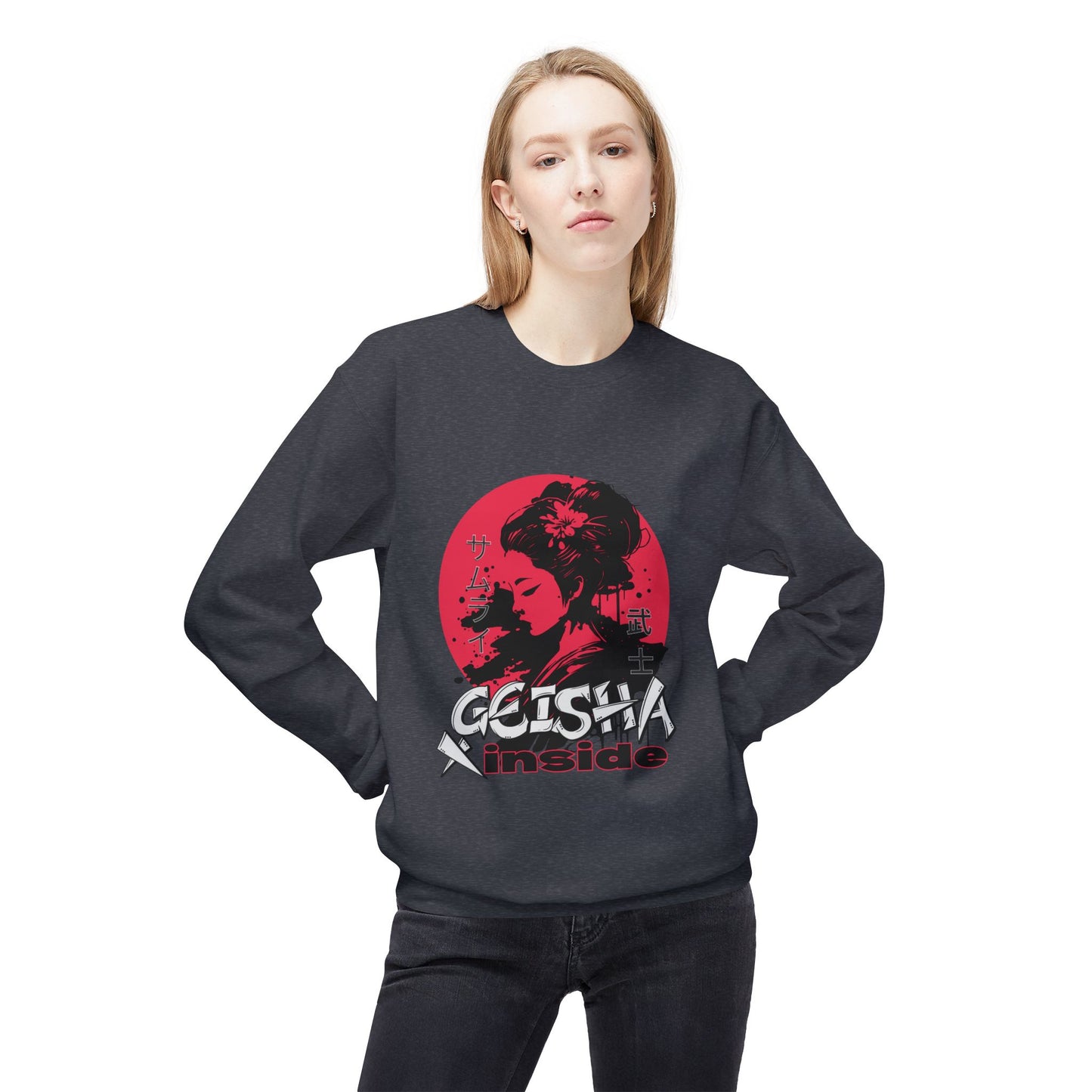 Unisex "Geisha Inside"Fleece Sweatshirt, Cozy