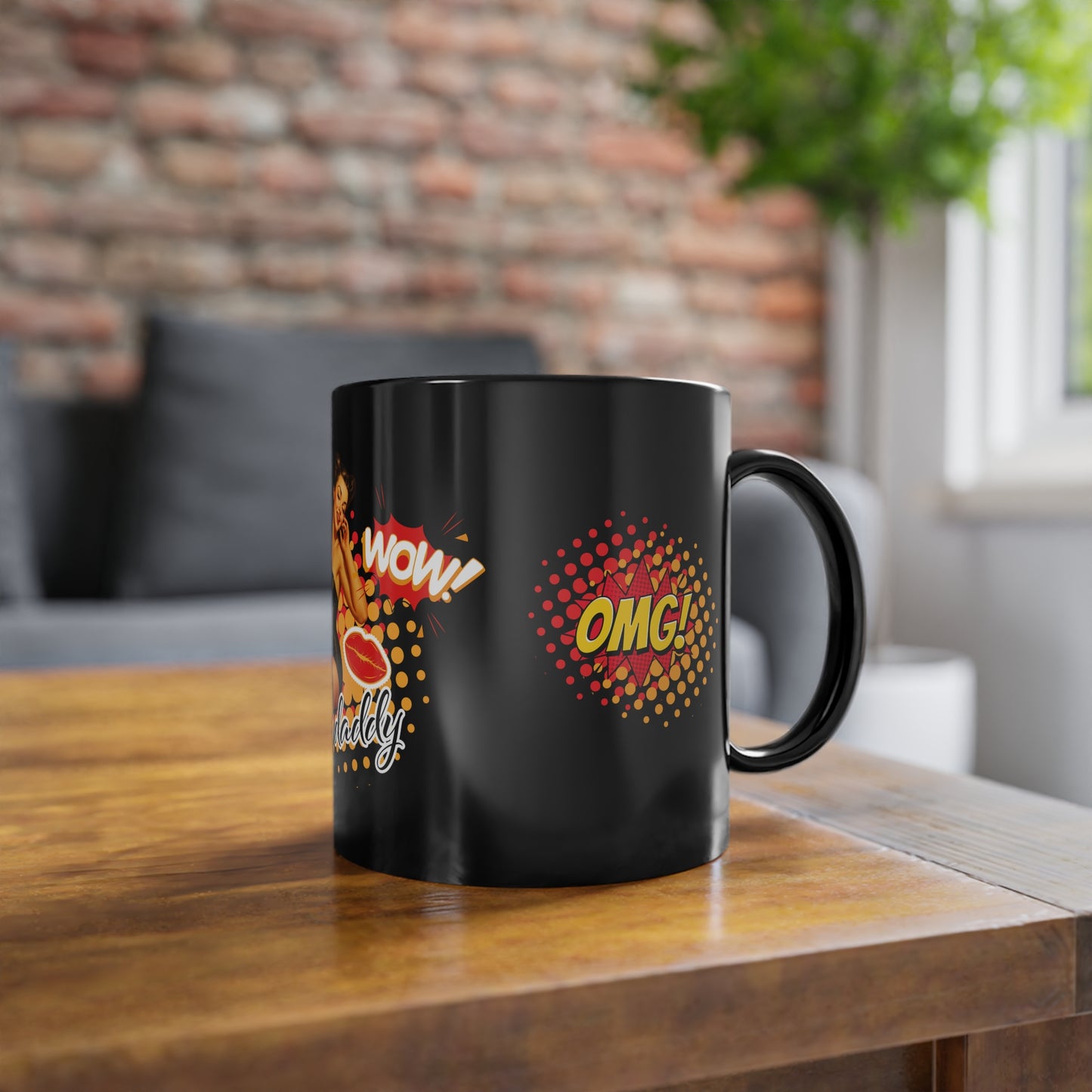 Vintage Inspired Black Coffee Mug - "Yes Daddy" Cup