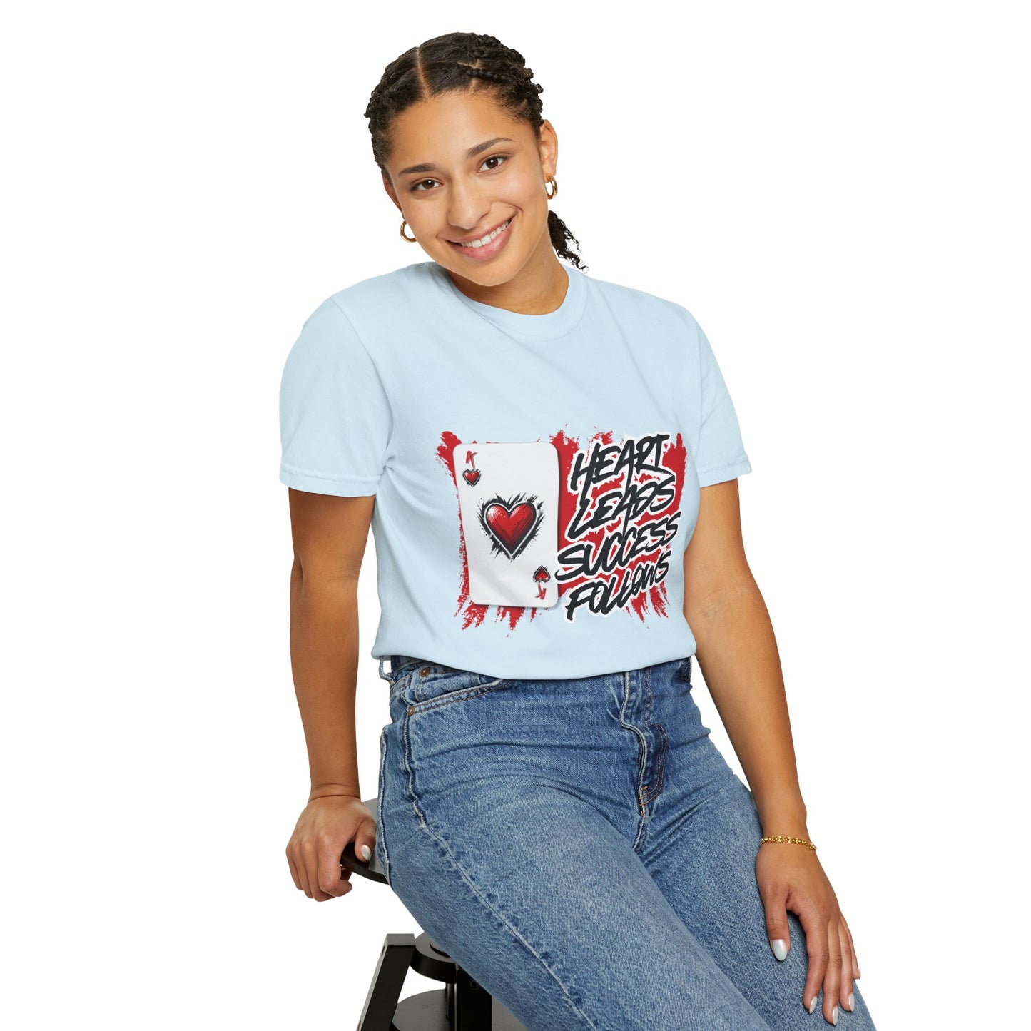 Heart Leads Success Unisex Heavy Cotton Tee | Graphic Tee | Casual Wear | Gift for Gamers | Inspirational Fashion | Streetwear