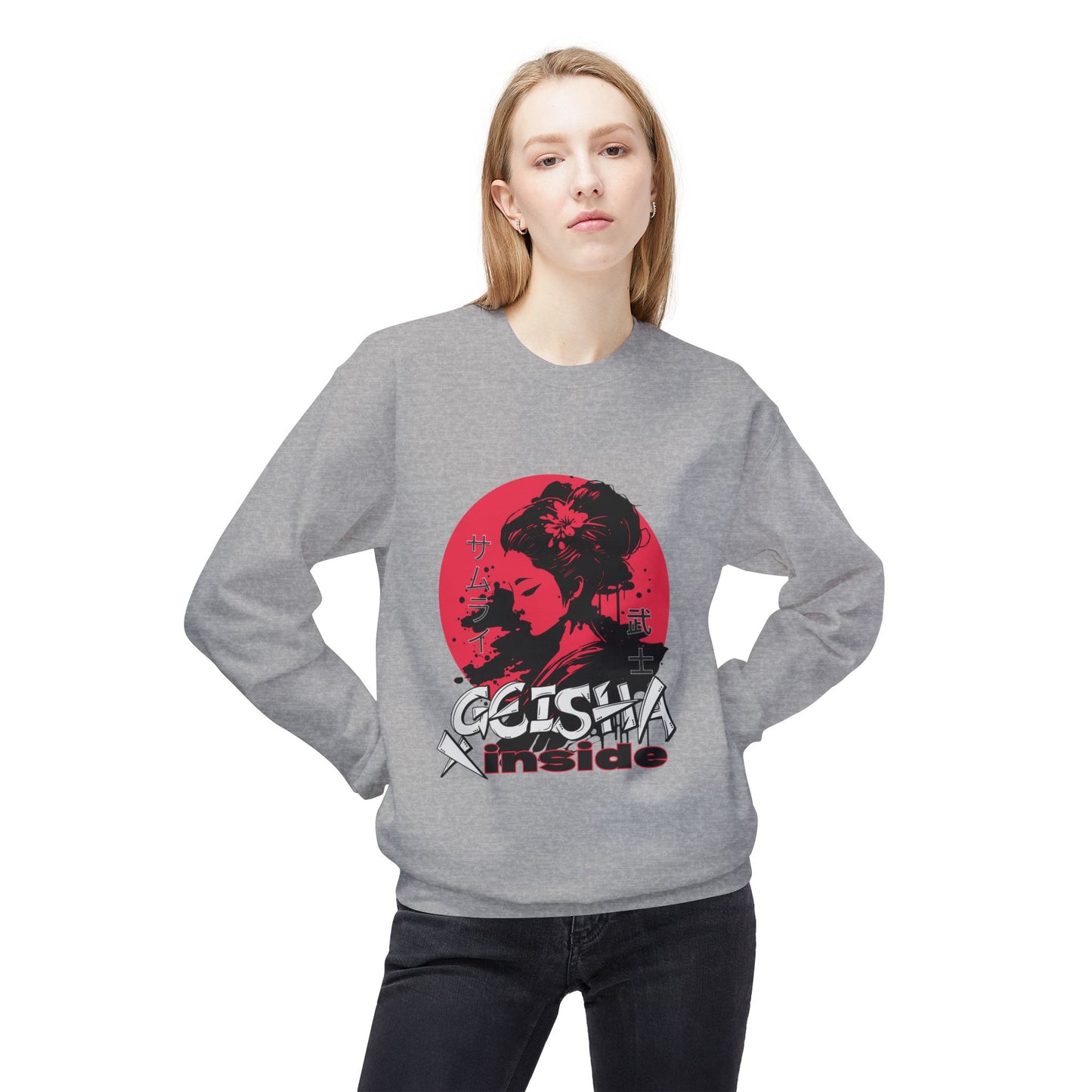 Unisex "Geisha Inside"Fleece Sweatshirt, Cozy