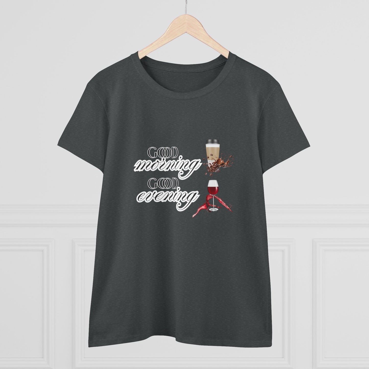 Good Morning - Good Evening Cotton Tee, Women's Graphic Shirt
