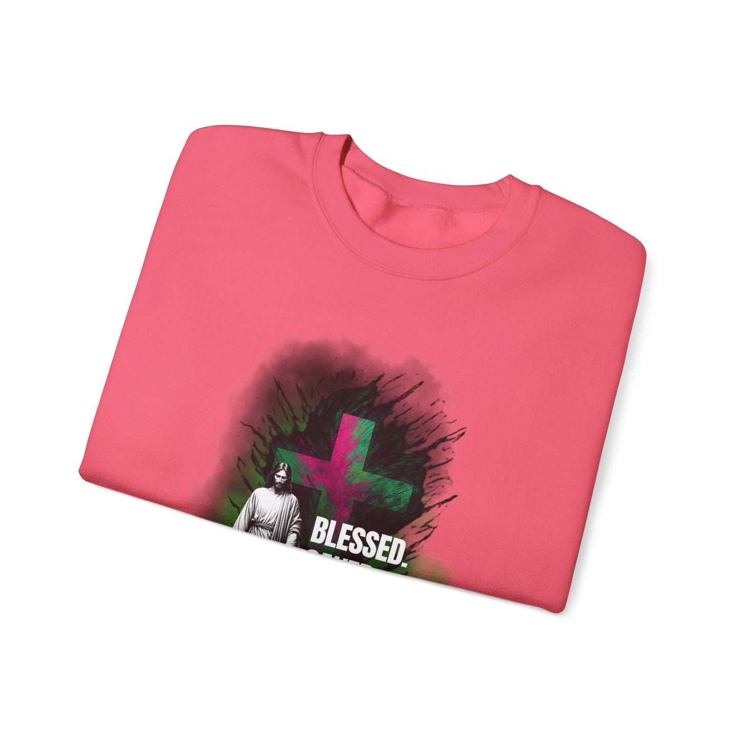Jesus mit Faith und Spruch Blessed -Saved -Forgiven Sweatshirt