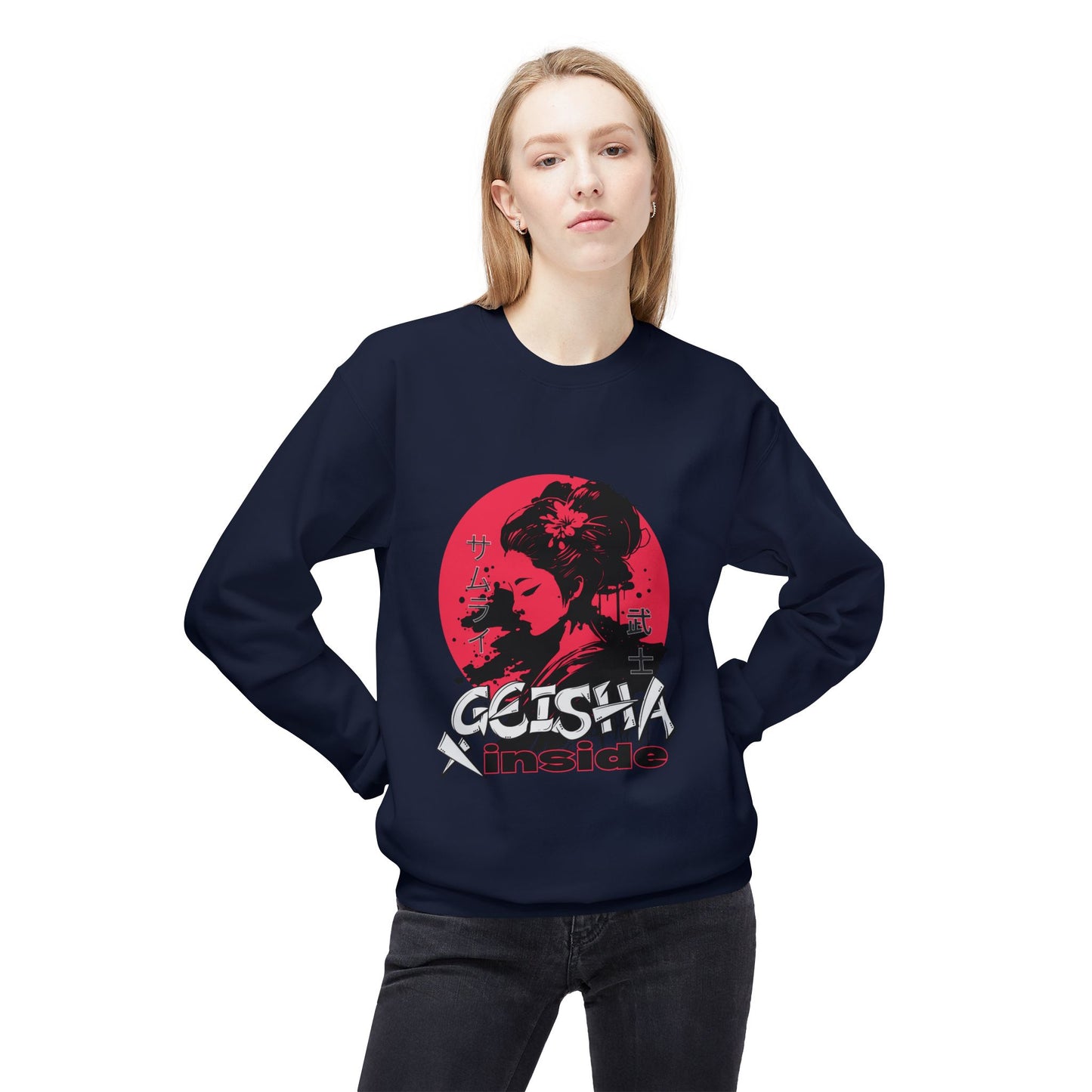 Unisex "Geisha Inside"Fleece Sweatshirt, Cozy