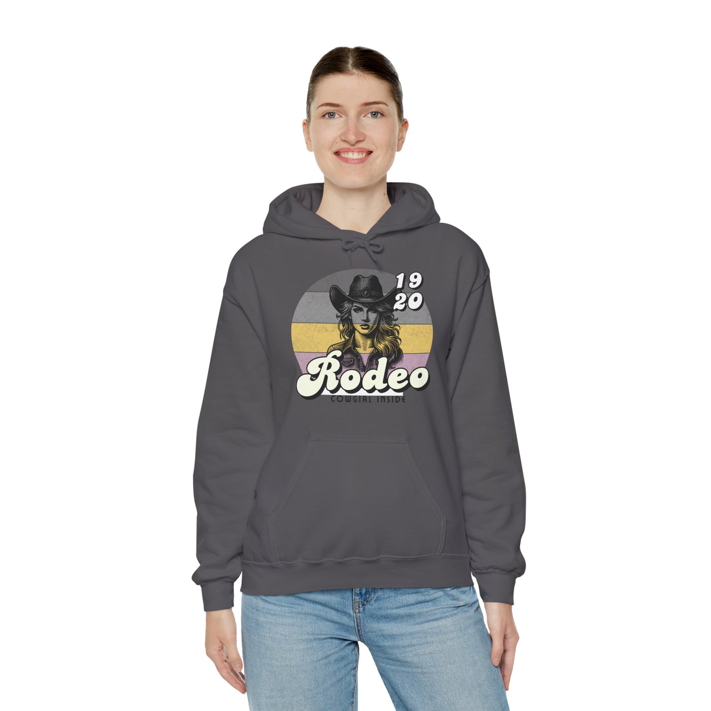 Rodeo Cowgirl Hooded HOODIE - Unisex Heavy Blend⢠- Retro Style