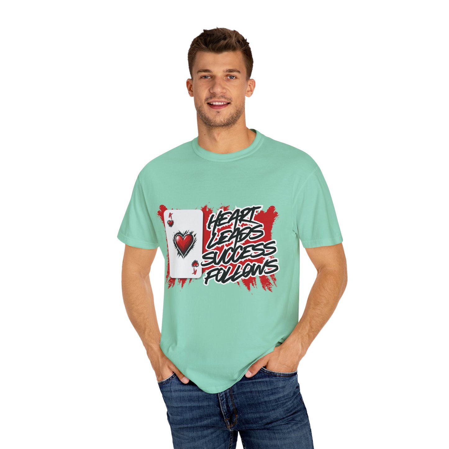 Heart Leads Success Unisex Heavy Cotton Tee | Graphic Tee | Casual Wear | Gift for Gamers | Inspirational Fashion | Streetwear