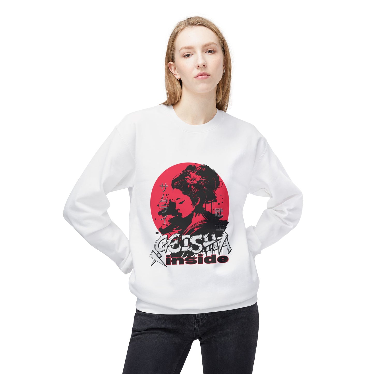Unisex "Geisha Inside"Fleece Sweatshirt, Cozy