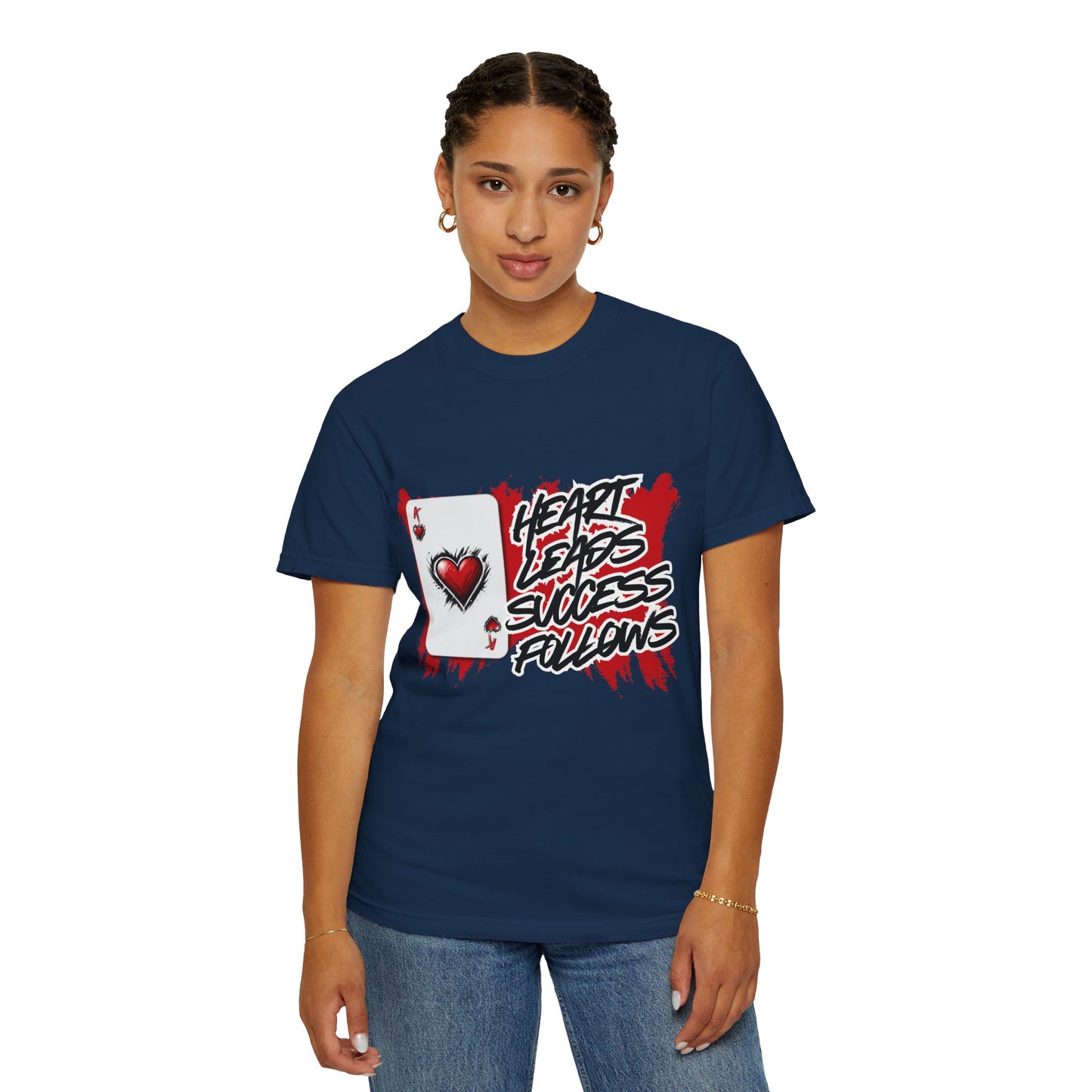 Heart Leads Success Unisex Heavy Cotton Tee | Graphic Tee | Casual Wear | Gift for Gamers | Inspirational Fashion | Streetwear