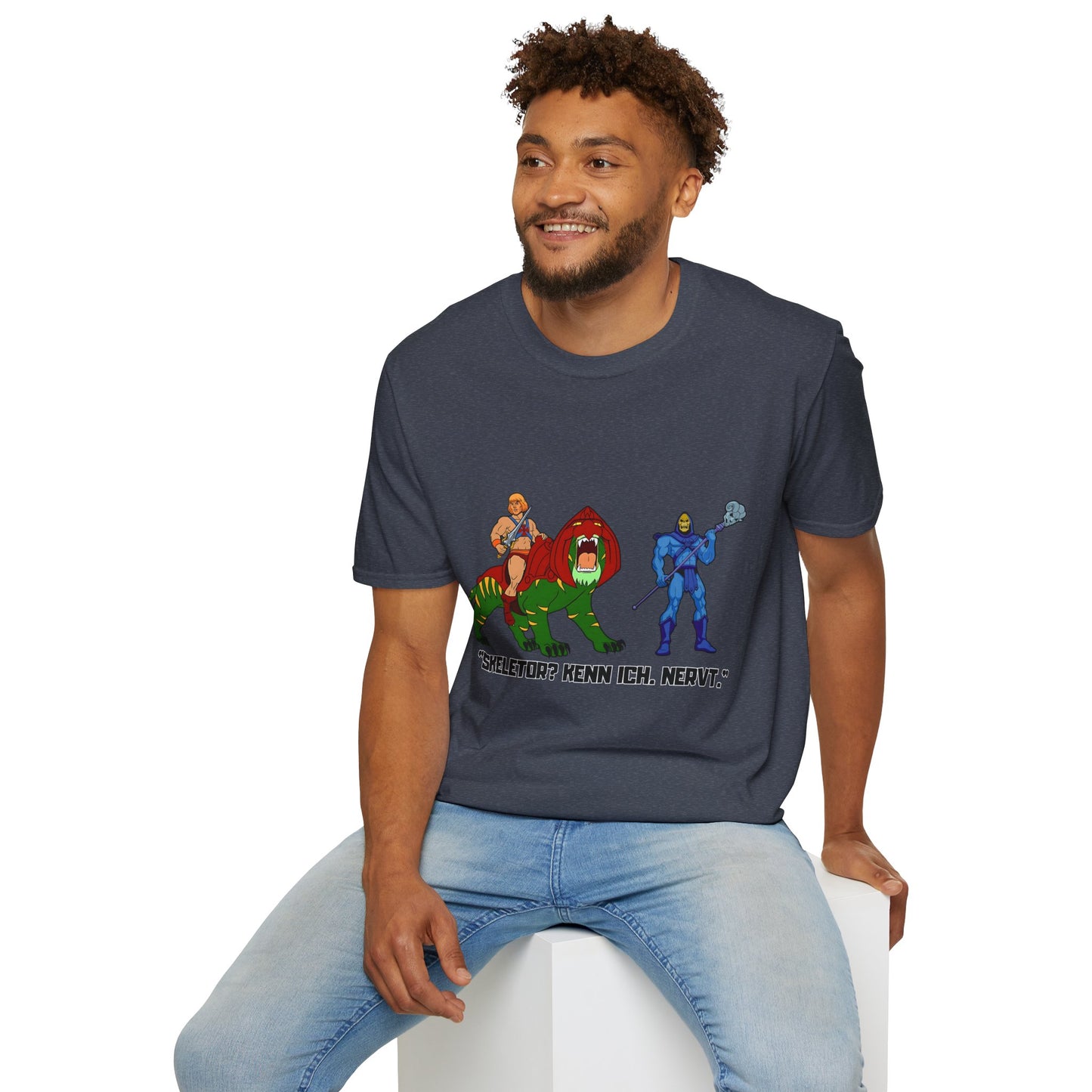 He-Man Retro Graphic Tee, Unisex Softstyle Shirt for Fans, Vintage Cartoon Apparel, Gift for Geeks, Nostalgic T-Shirt