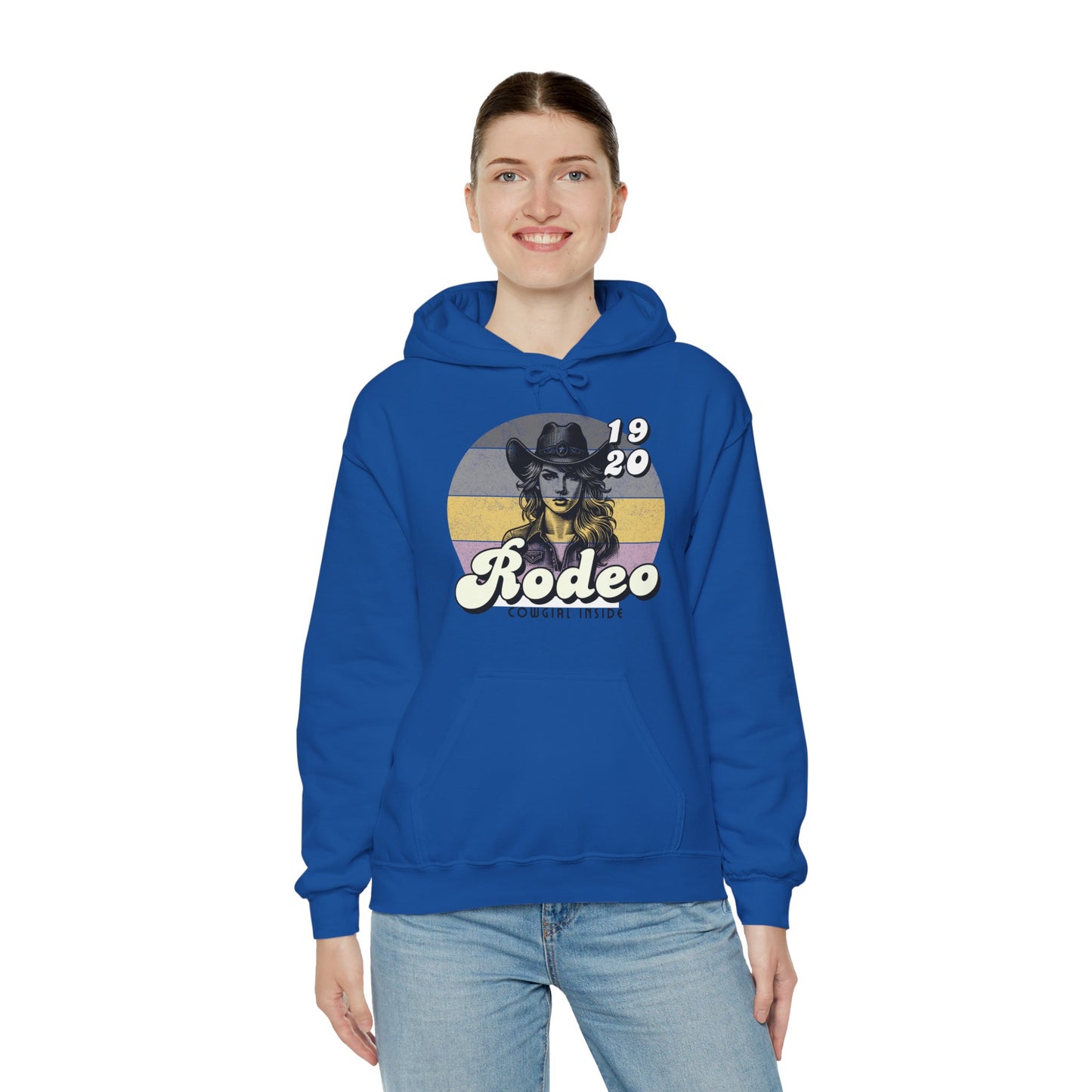 Rodeo Cowgirl Hooded HOODIE - Unisex Heavy Blend⢠- Retro Style
