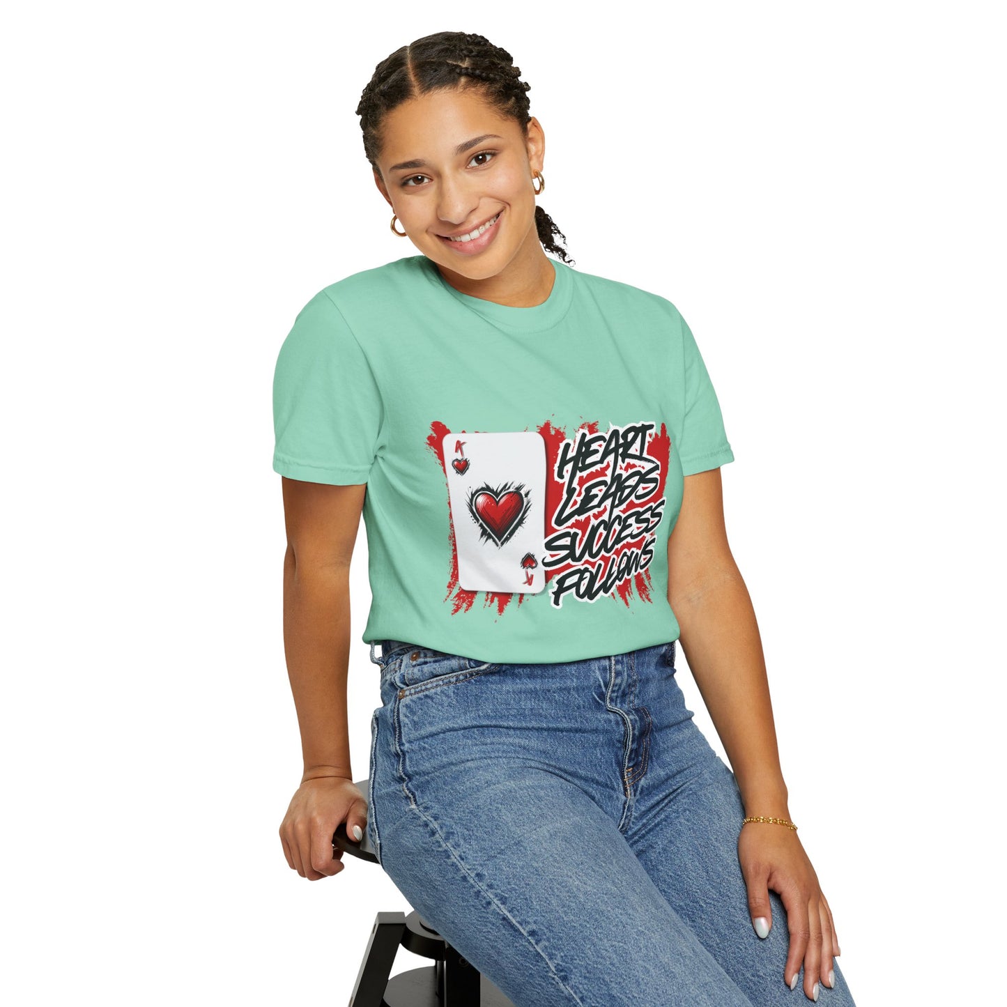 Heart Leads Success Unisex Heavy Cotton Tee | Graphic Tee | Casual Wear | Gift for Gamers | Inspirational Fashion | Streetwear