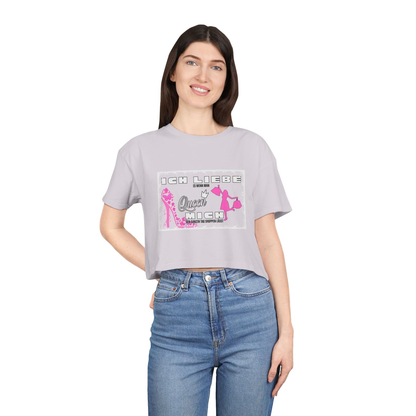 Ich liebe shoppe "Shopping Queen" Crop Tee copped Shirt