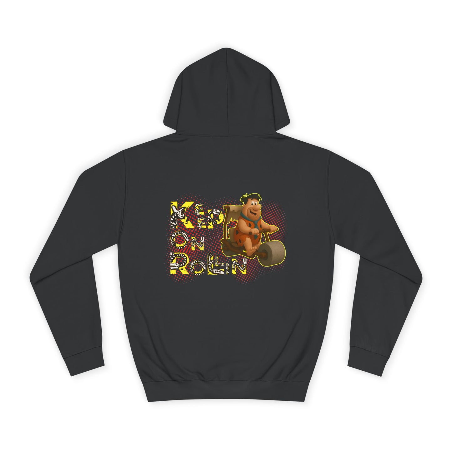 'Keep On Rollin' Design Unisex College Hoodie Flintstones Feuerstein