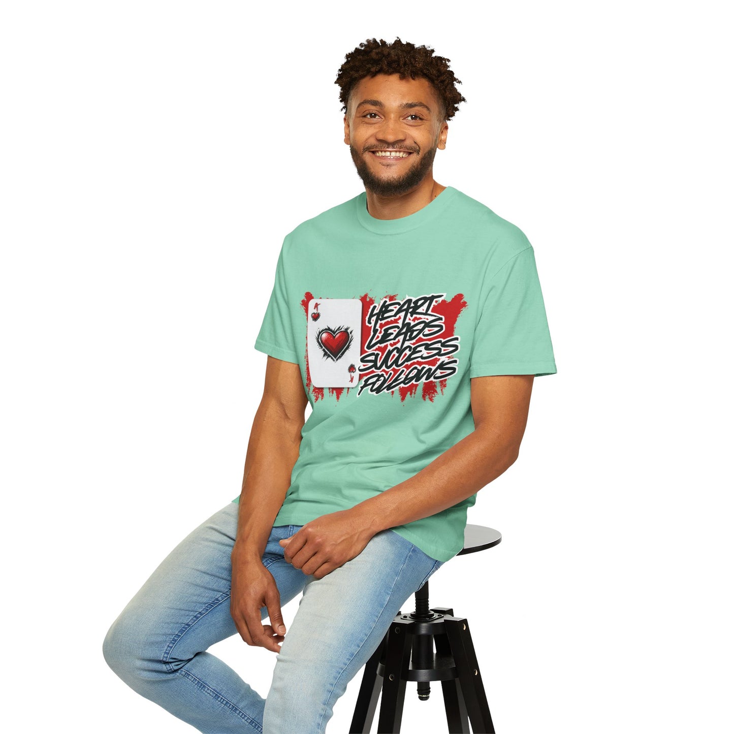 Heart Leads Success Unisex Heavy Cotton Tee | Graphic Tee | Casual Wear | Gift for Gamers | Inspirational Fashion | Streetwear