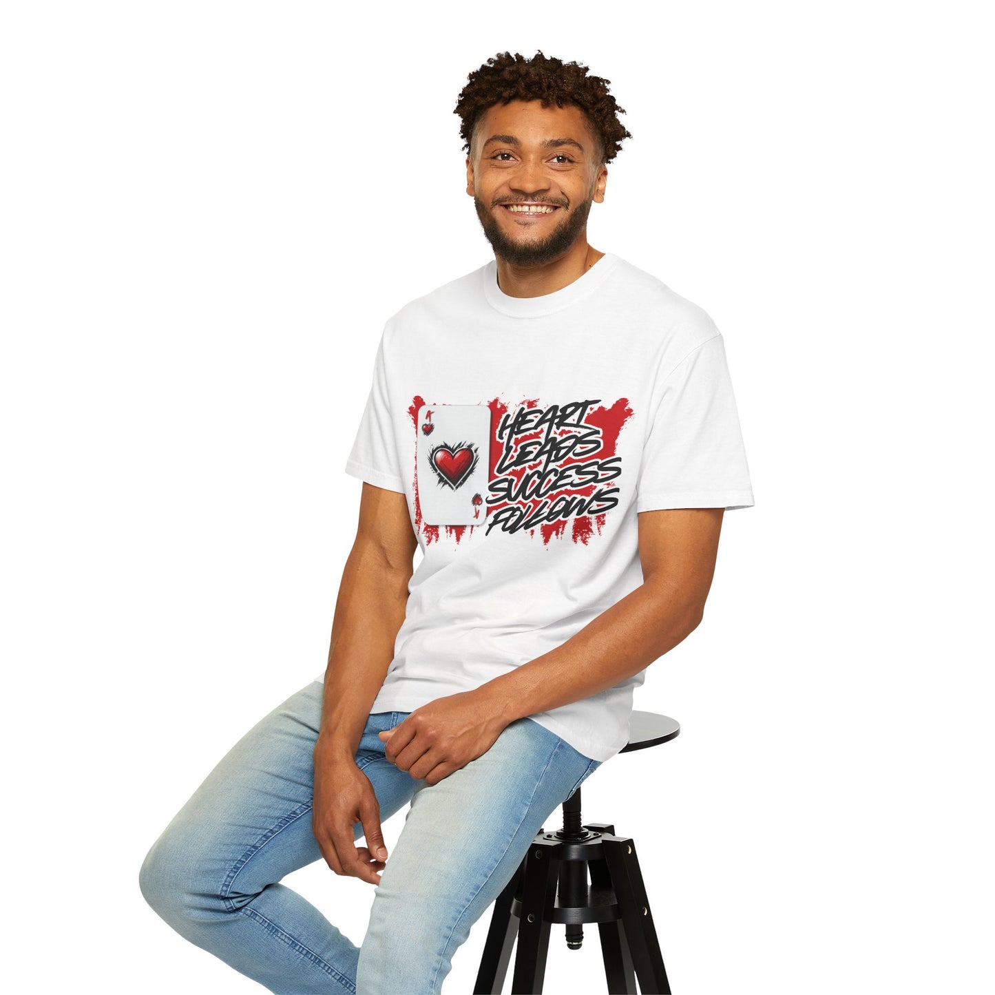 Heart Leads Success Unisex Heavy Cotton Tee | Graphic Tee | Casual Wear | Gift for Gamers | Inspirational Fashion | Streetwear