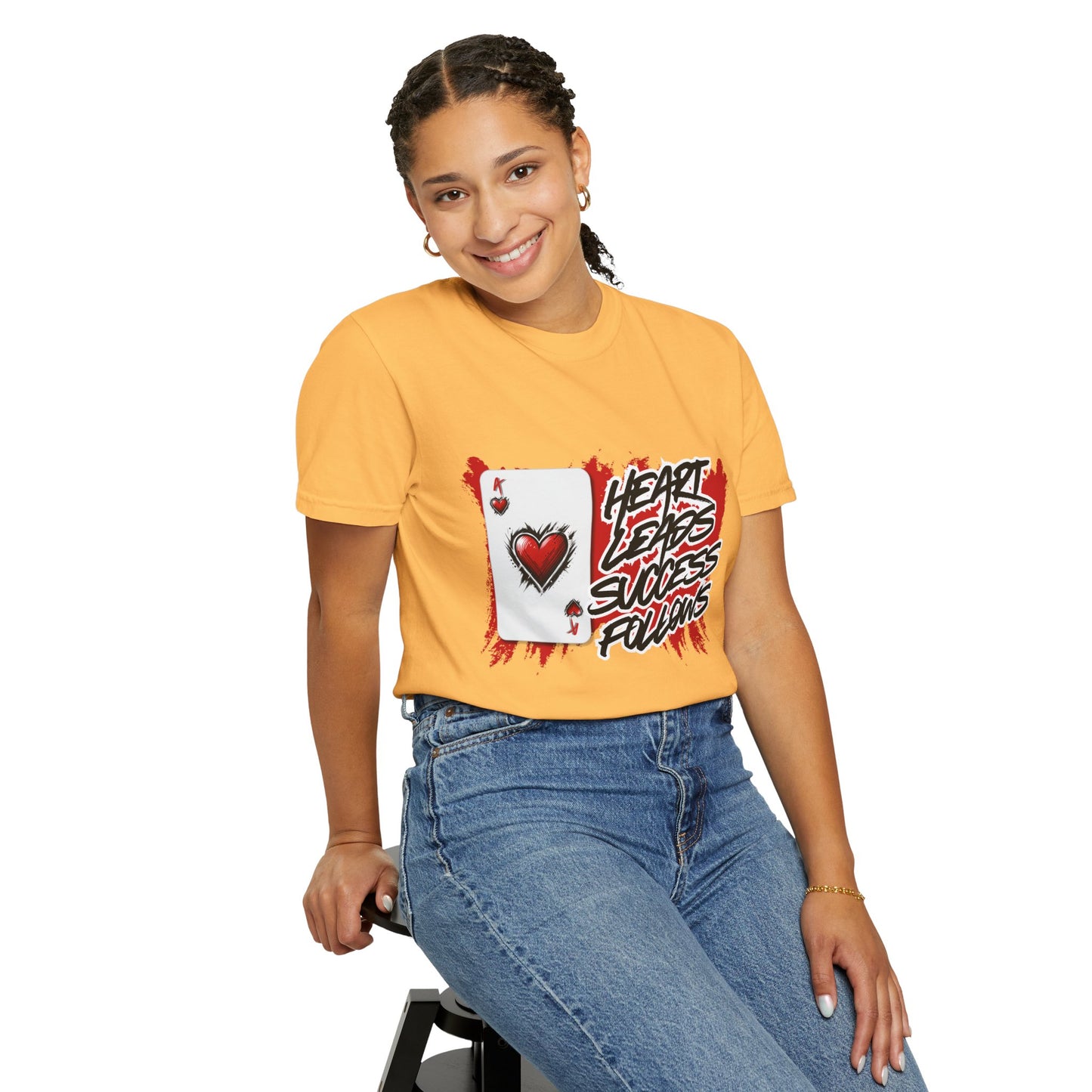 Heart Leads Success Unisex Heavy Cotton Tee | Graphic Tee | Casual Wear | Gift for Gamers | Inspirational Fashion | Streetwear