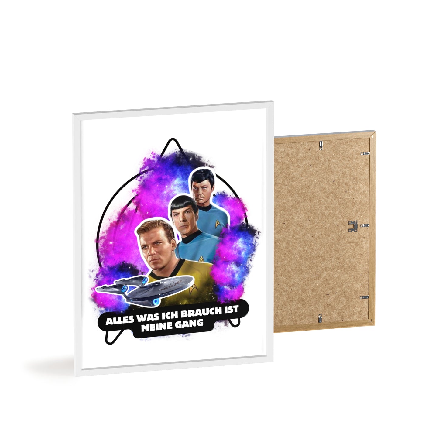 Star Trek Inspired Art Print with Wooden Frame - 'Alles Was Ich Brauch Ist Meine Gang'