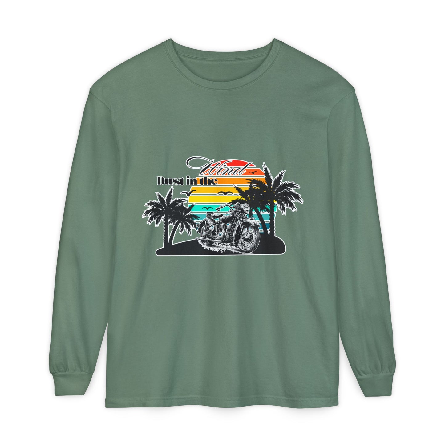 Dust in the Wind - Vintage Motorcycle & Sunset Design