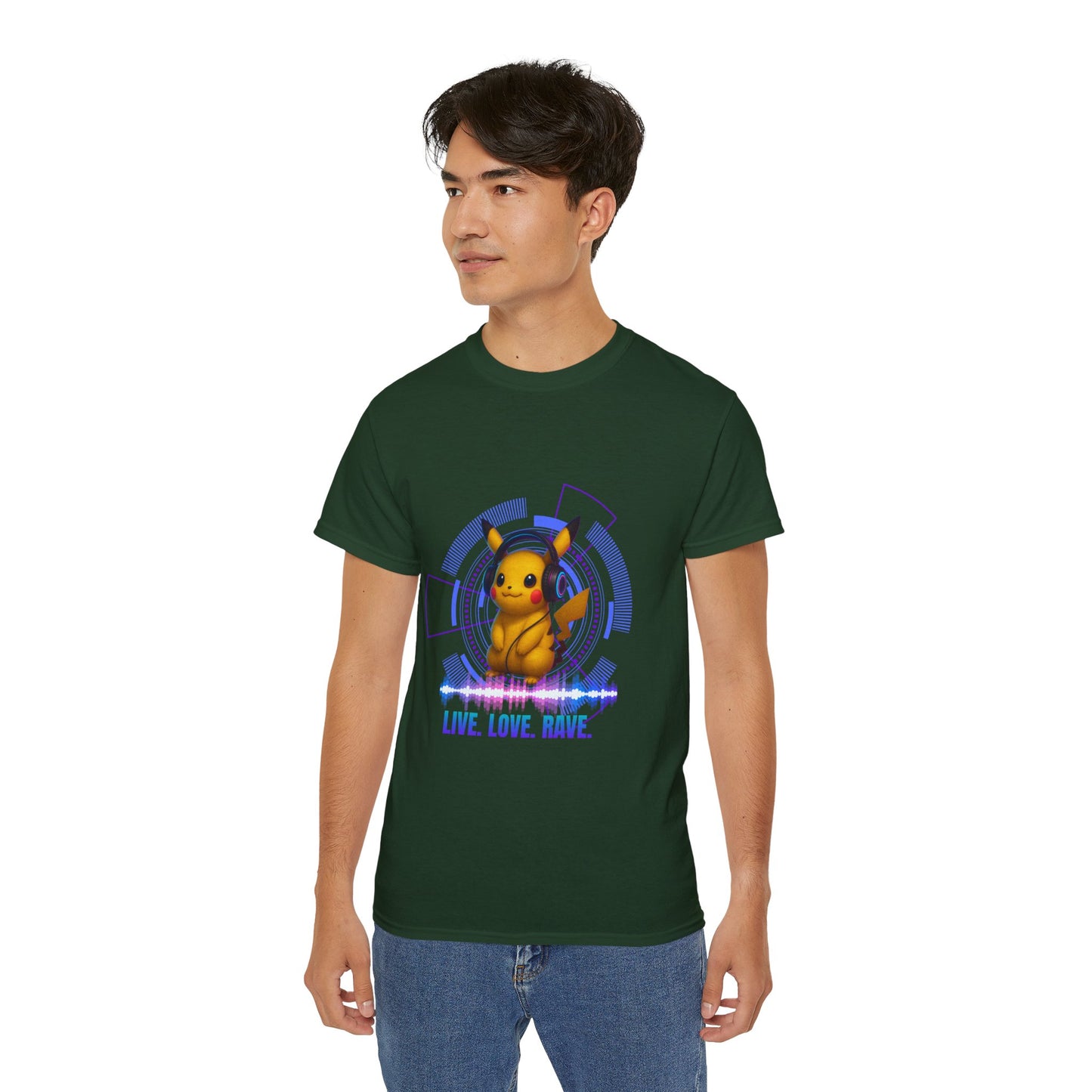 Rave T-Shirt, Fun Music Shirt, Live Love Rave - Techno - Pokemon