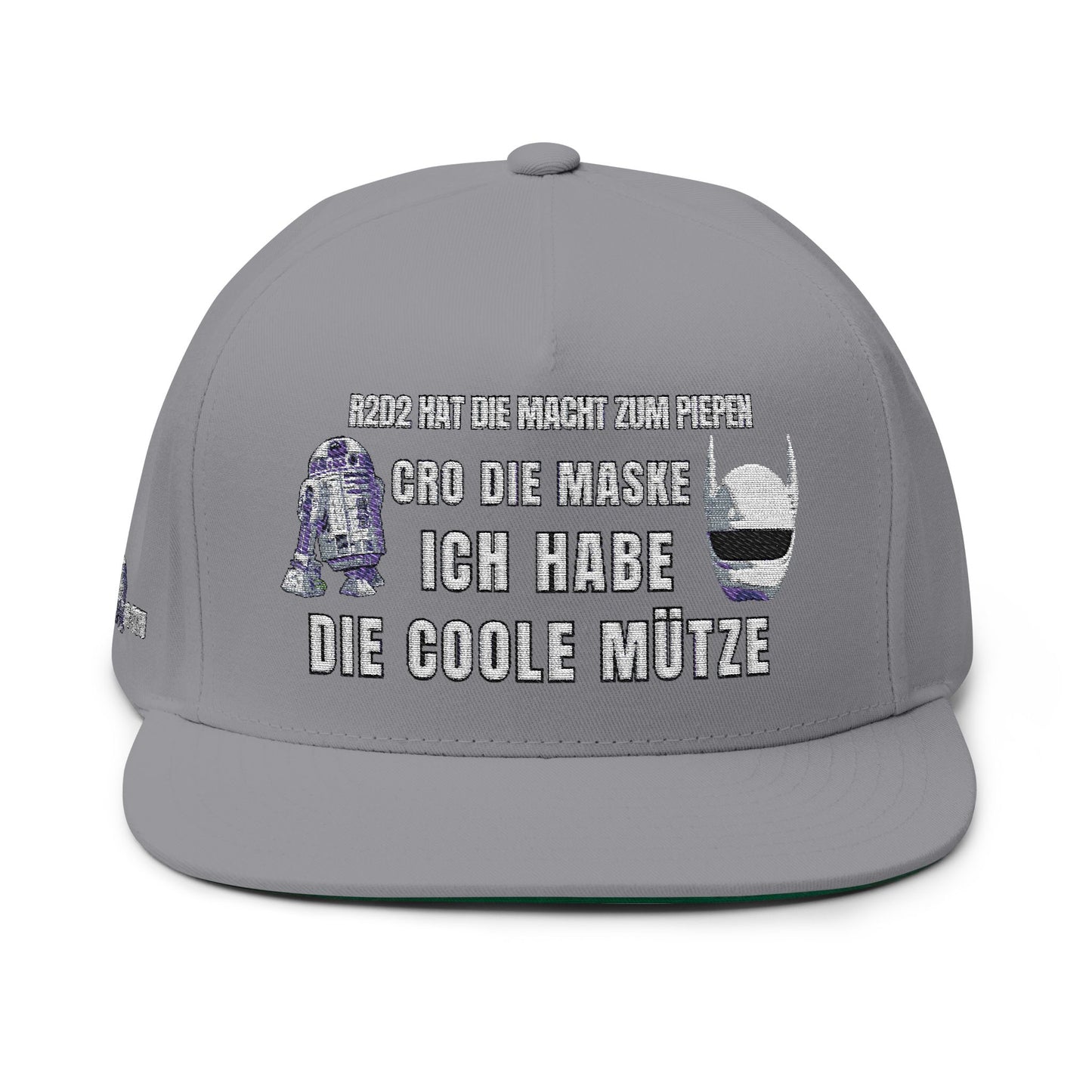 Flat Bill Cap with Fun Embroidery R2D2 - Cro - & ICH
