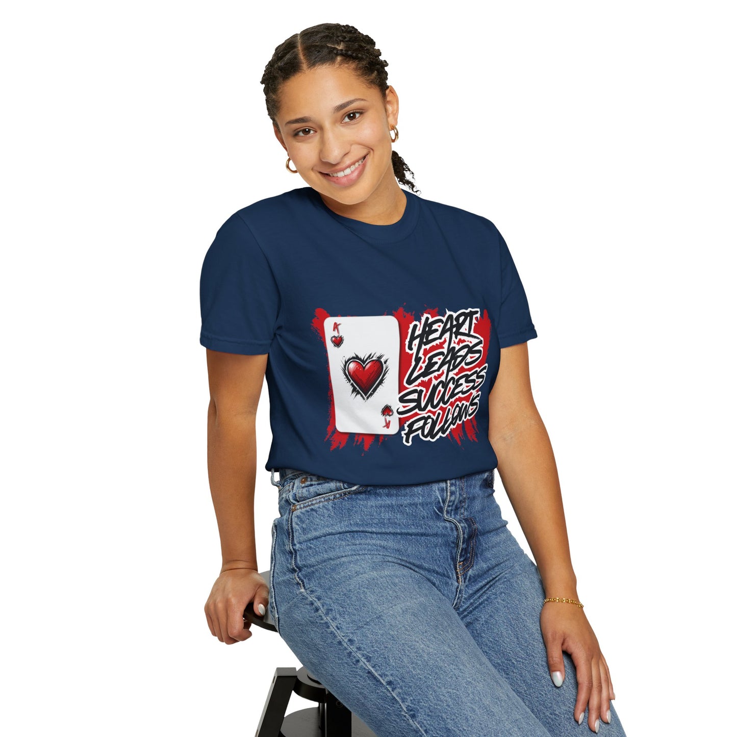 Heart Leads Success Unisex Heavy Cotton Tee | Graphic Tee | Casual Wear | Gift for Gamers | Inspirational Fashion | Streetwear