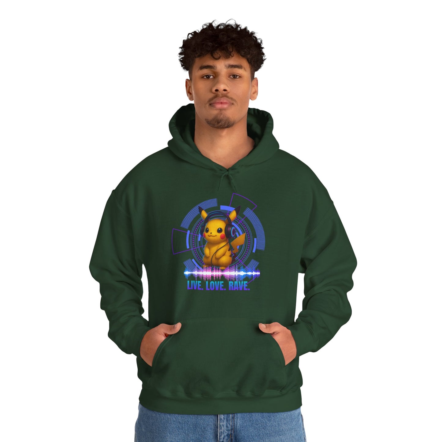 Rave Hoddie, Live Love Rave - Techno - Pokemon