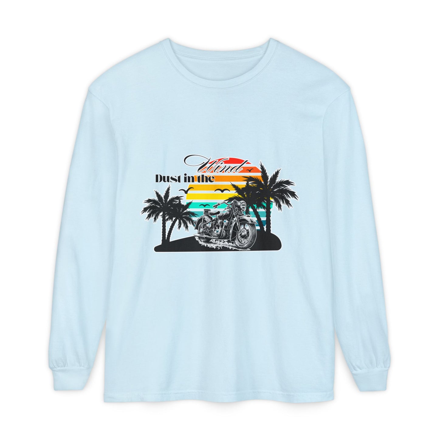 Dust in the Wind - Vintage Motorcycle & Sunset Design