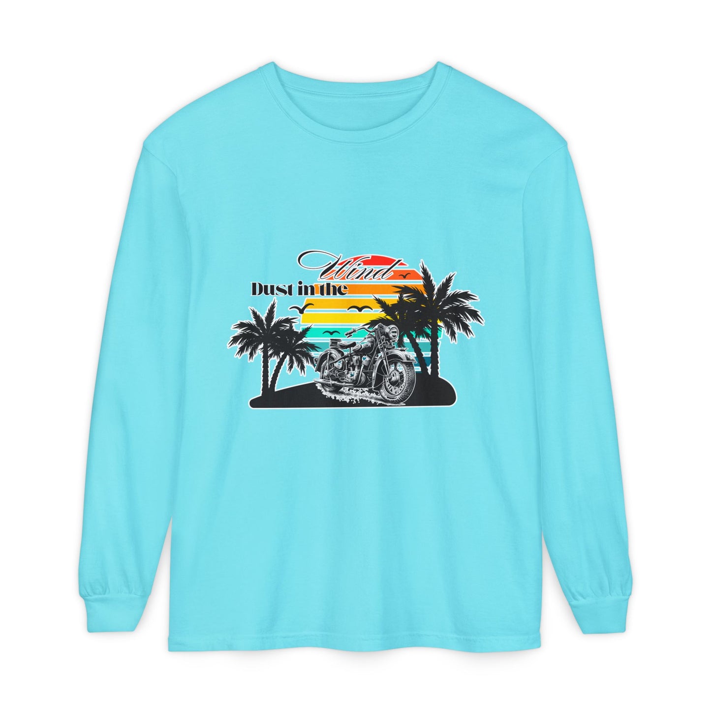 Dust in the Wind - Vintage Motorcycle & Sunset Design