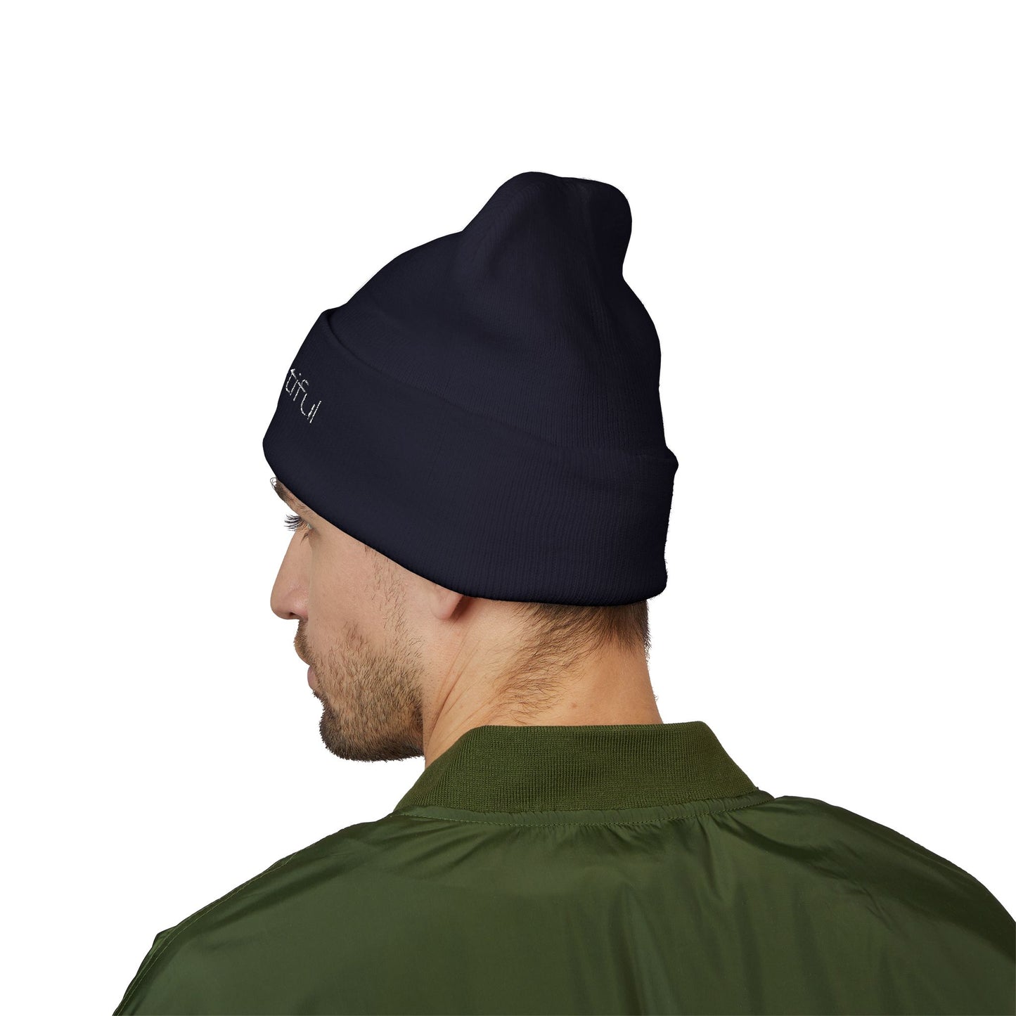 Vibrant "BeYoutiful" Cuffed Beanie - Stylish Embroidered Hat for Self-Expression