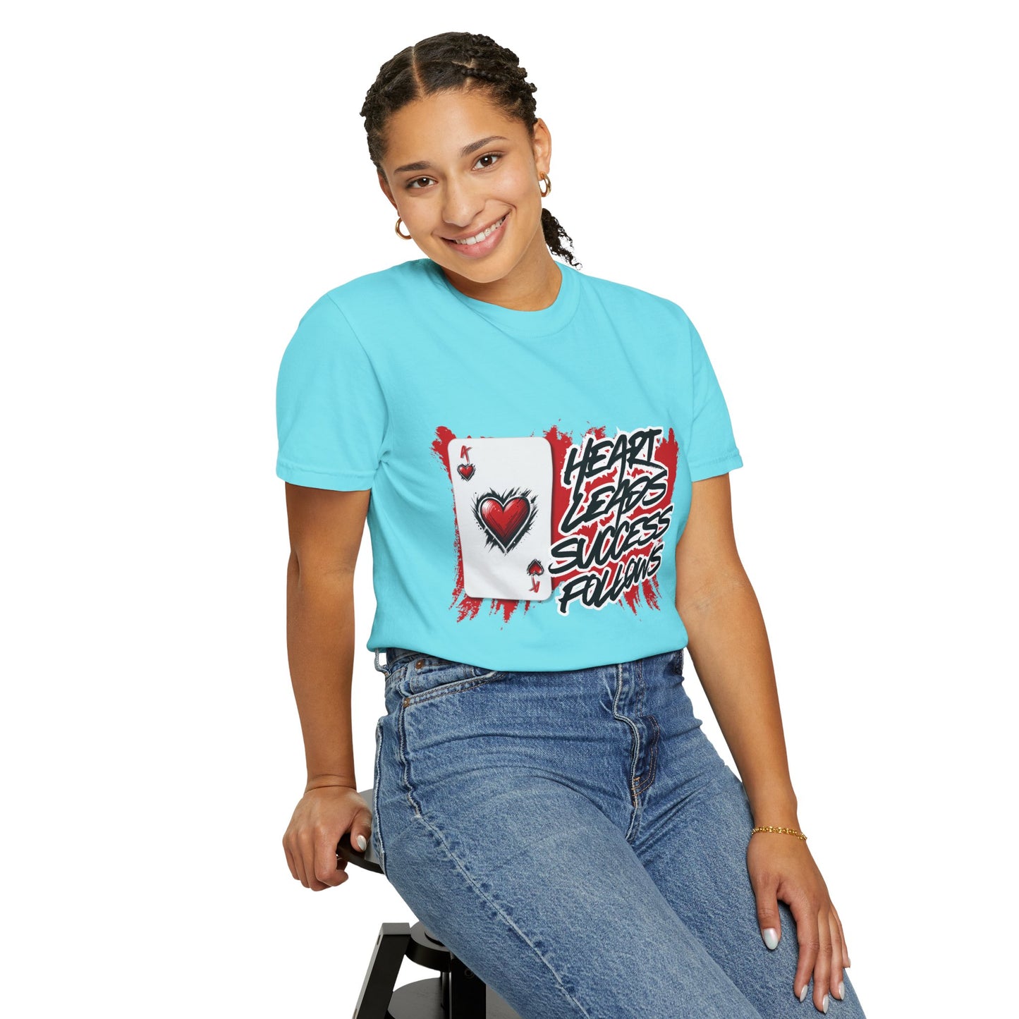 Heart Leads Success Unisex Heavy Cotton Tee | Graphic Tee | Casual Wear | Gift for Gamers | Inspirational Fashion | Streetwear