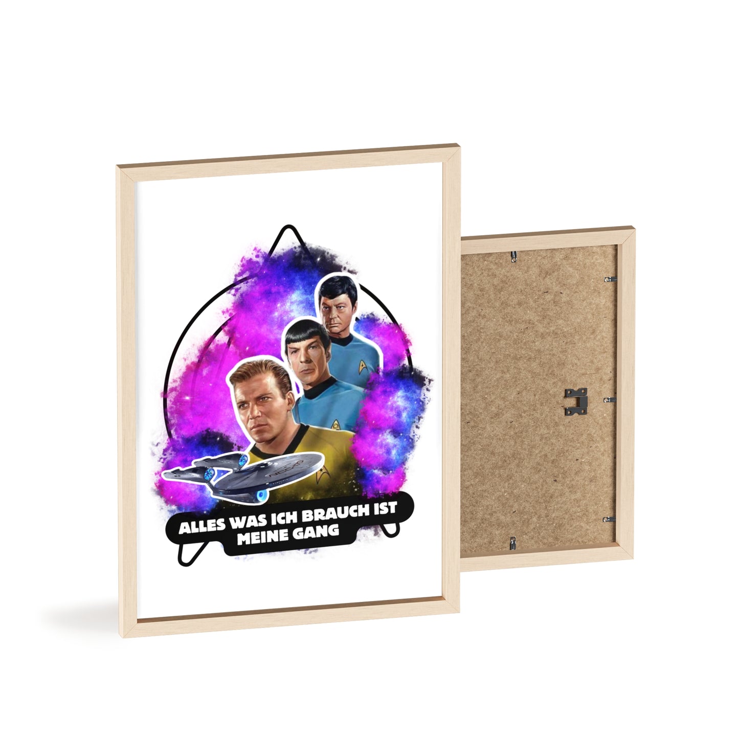 Star Trek Inspired Art Print with Wooden Frame - 'Alles Was Ich Brauch Ist Meine Gang'