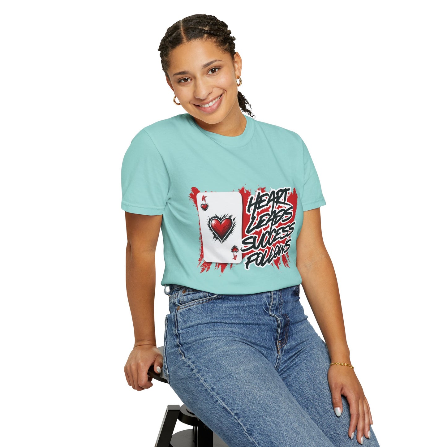 Heart Leads Success Unisex Heavy Cotton Tee | Graphic Tee | Casual Wear | Gift for Gamers | Inspirational Fashion | Streetwear