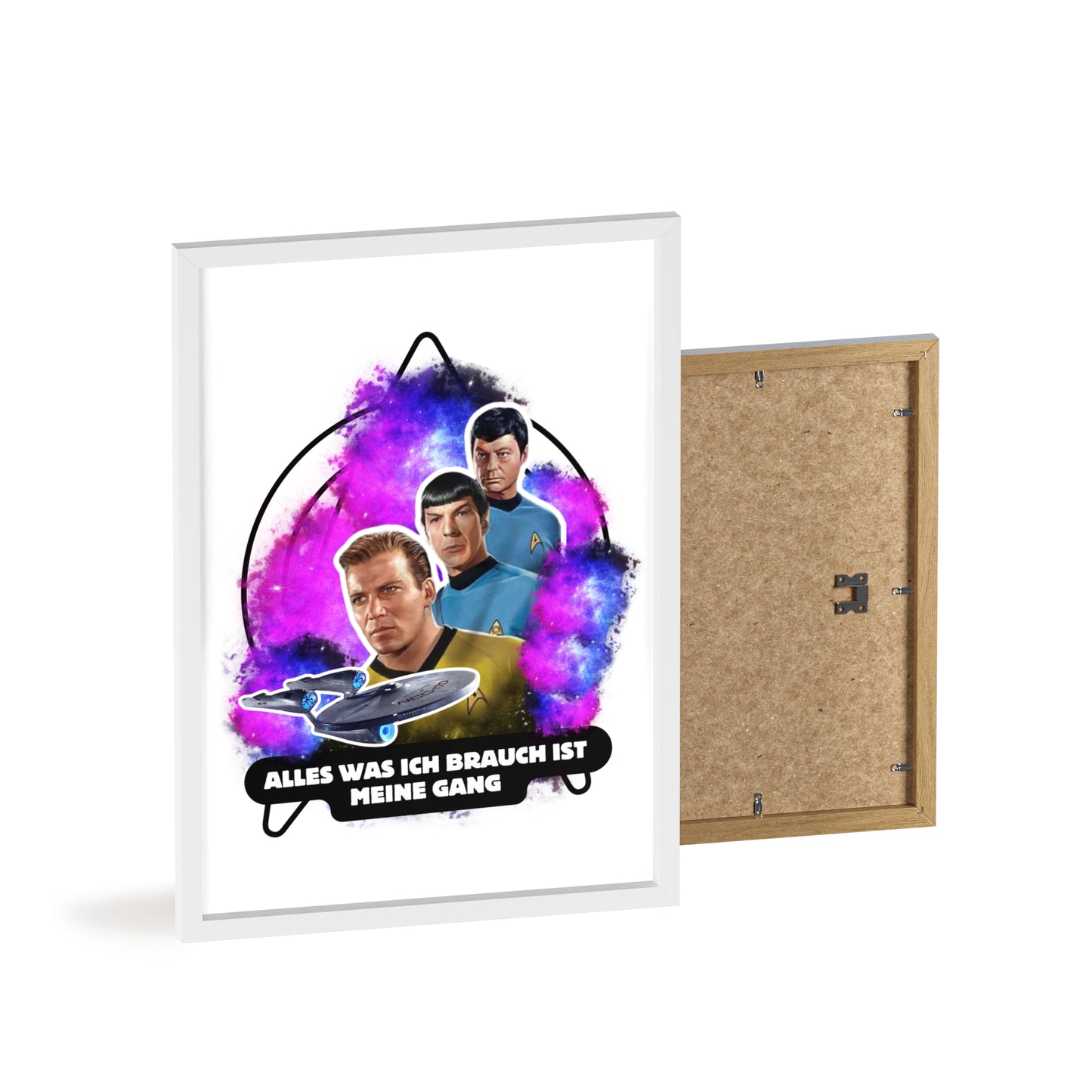 Star Trek Inspired Art Print with Wooden Frame - 'Alles Was Ich Brauch Ist Meine Gang'