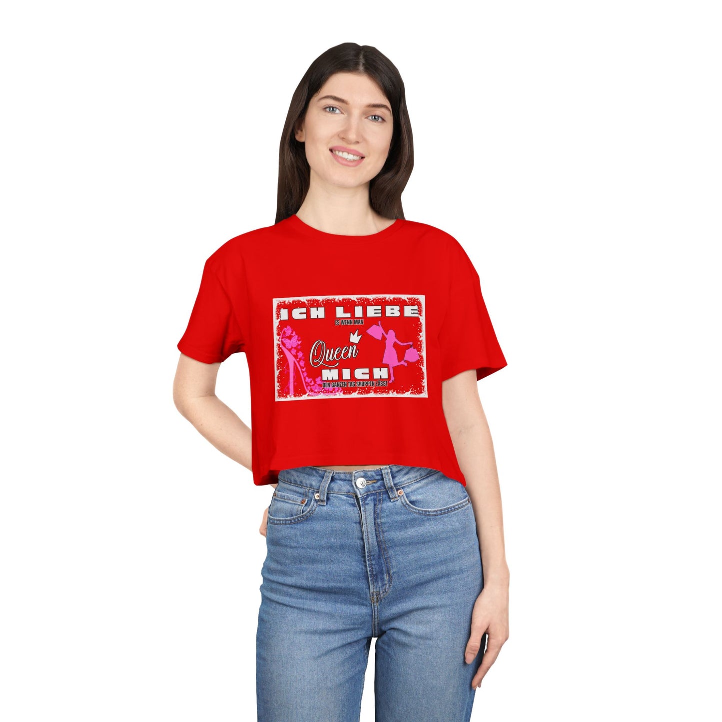 Ich liebe shoppe "Shopping Queen" Crop Tee copped Shirt