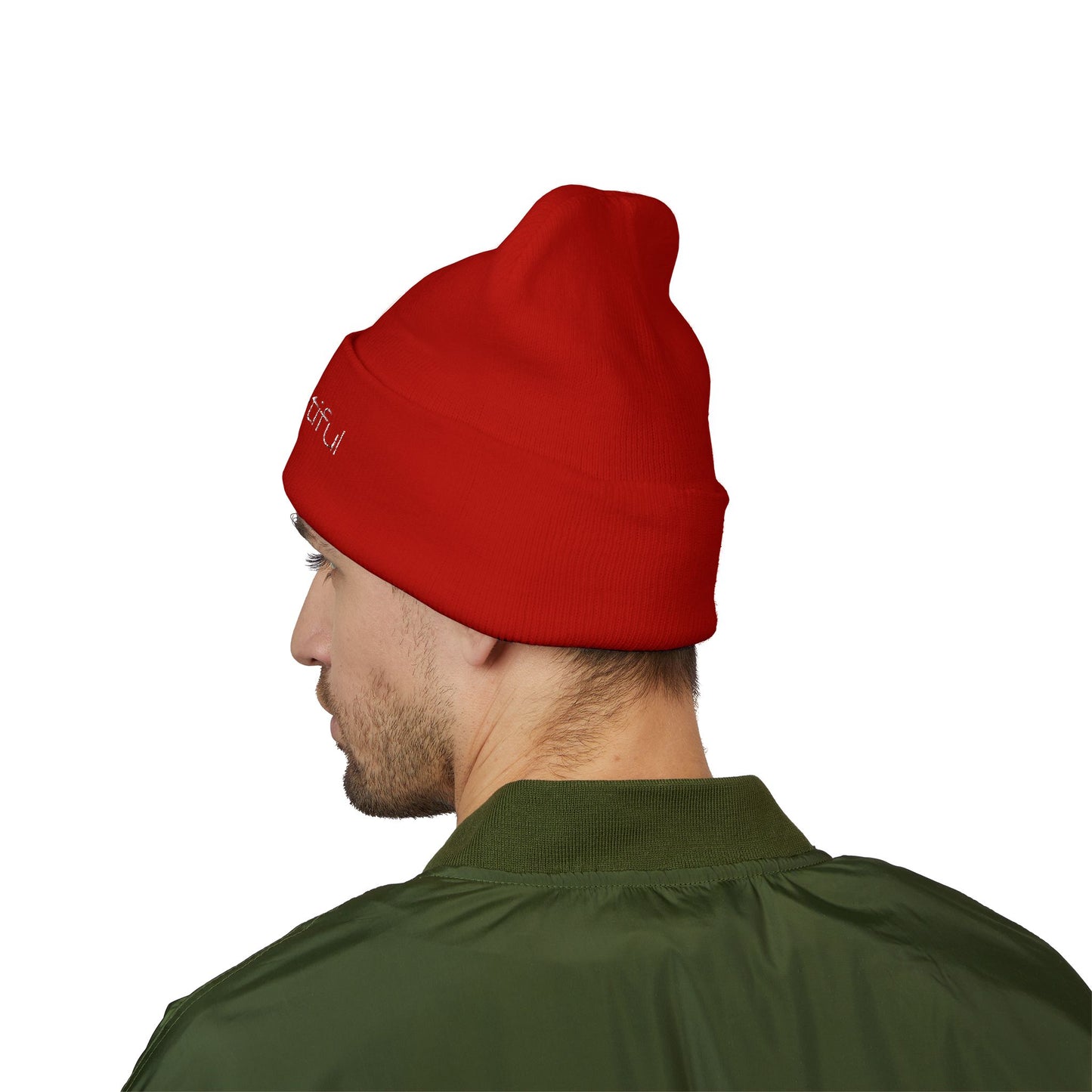 Vibrant "BeYoutiful" Cuffed Beanie - Stylish Embroidered Hat for Self-Expression