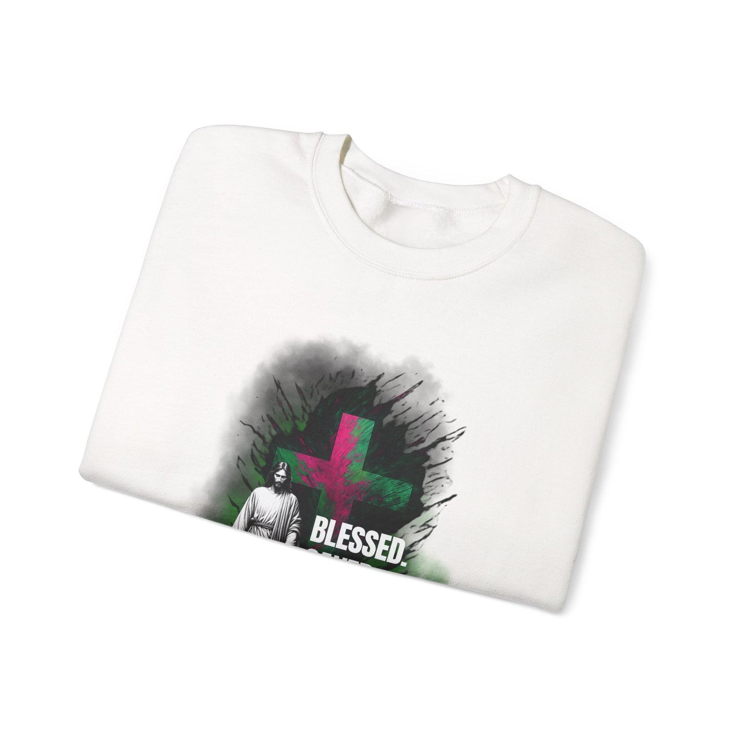Jesus mit Faith und Spruch Blessed -Saved -Forgiven Sweatshirt