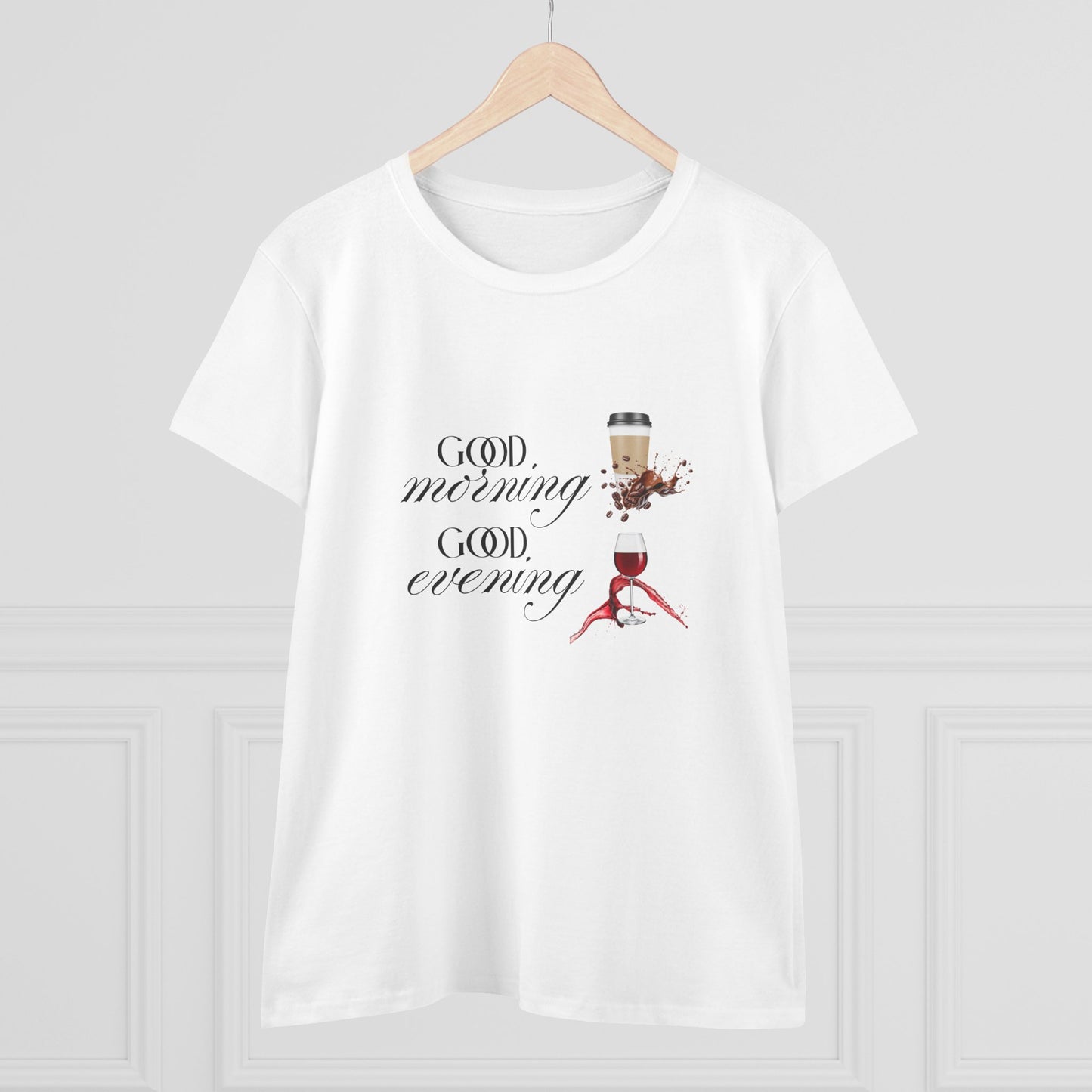 Good Morning - Good Evening Cotton Tee, Women's Graphic Shirt