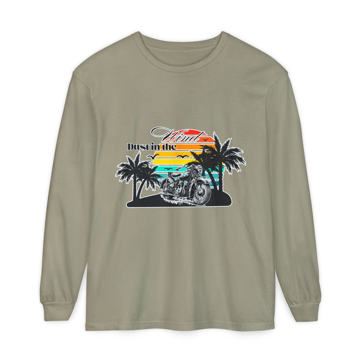 Dust in the Wind - Vintage Motorcycle & Sunset Design