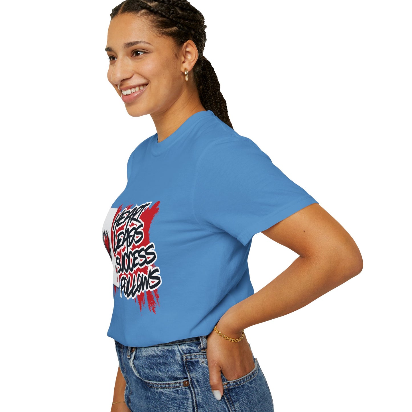 Heart Leads Success Unisex Heavy Cotton Tee | Graphic Tee | Casual Wear | Gift for Gamers | Inspirational Fashion | Streetwear