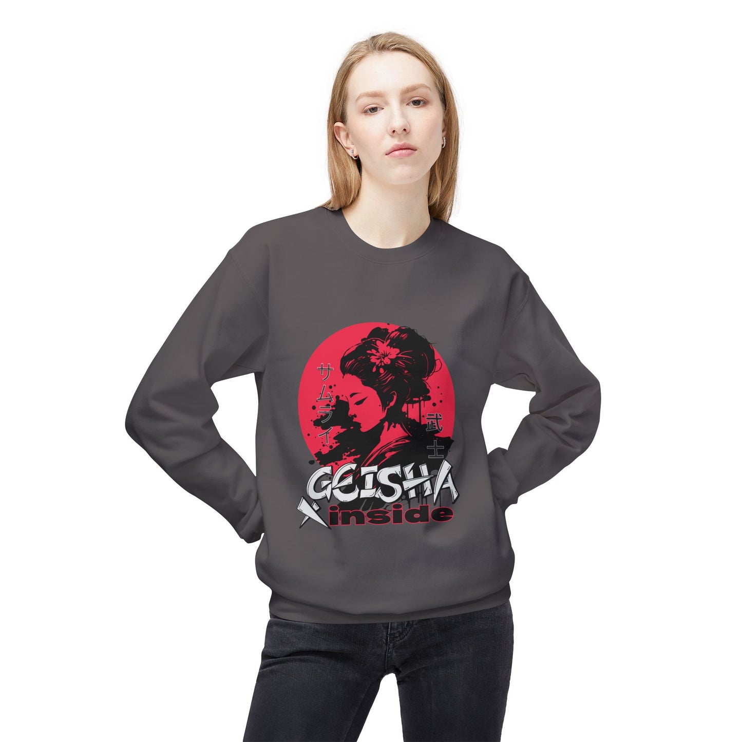 Unisex "Geisha Inside"Fleece Sweatshirt, Cozy