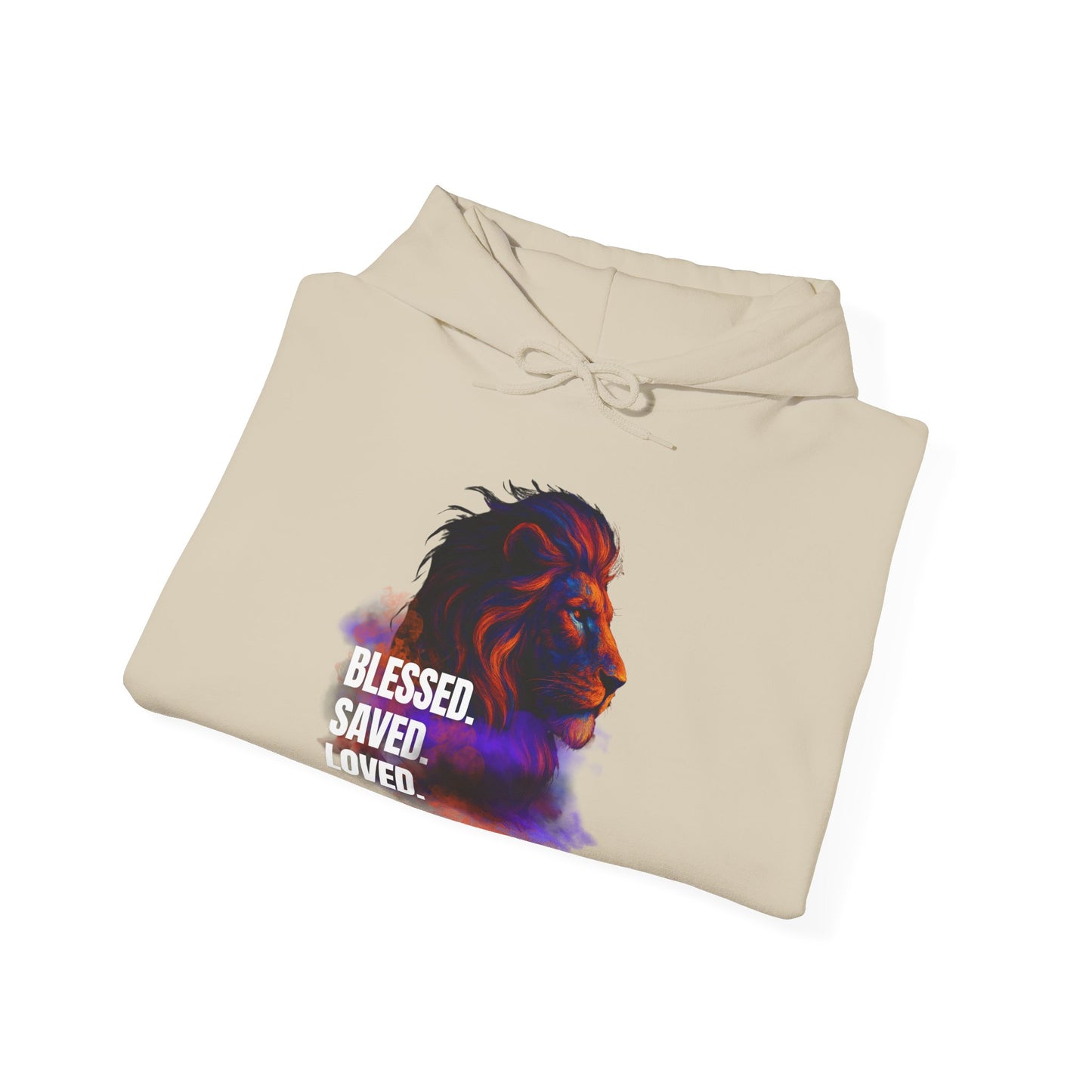 Blessed, Saved, Loved Lion Hoodie - Unisex Heavy Blend Sweatshirt