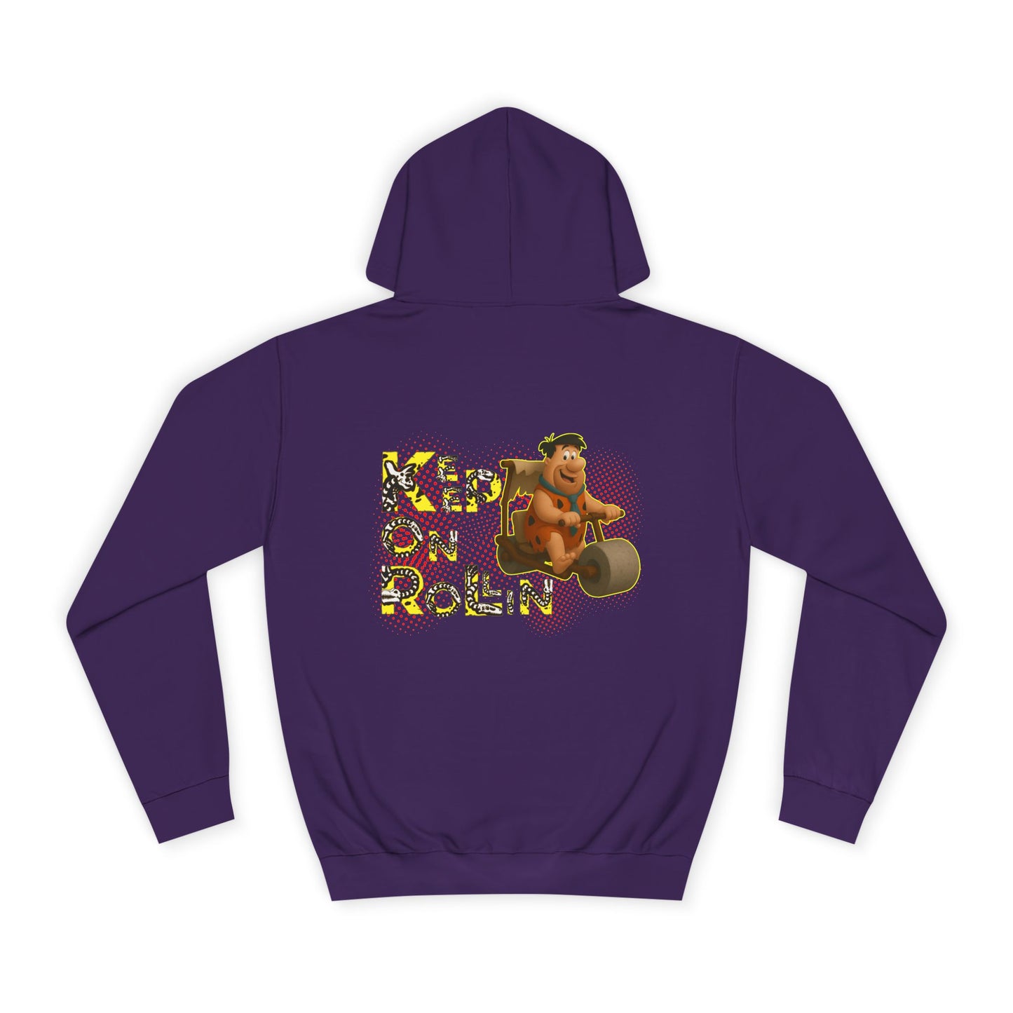 'Keep On Rollin' Design Unisex College Hoodie Flintstones Feuerstein