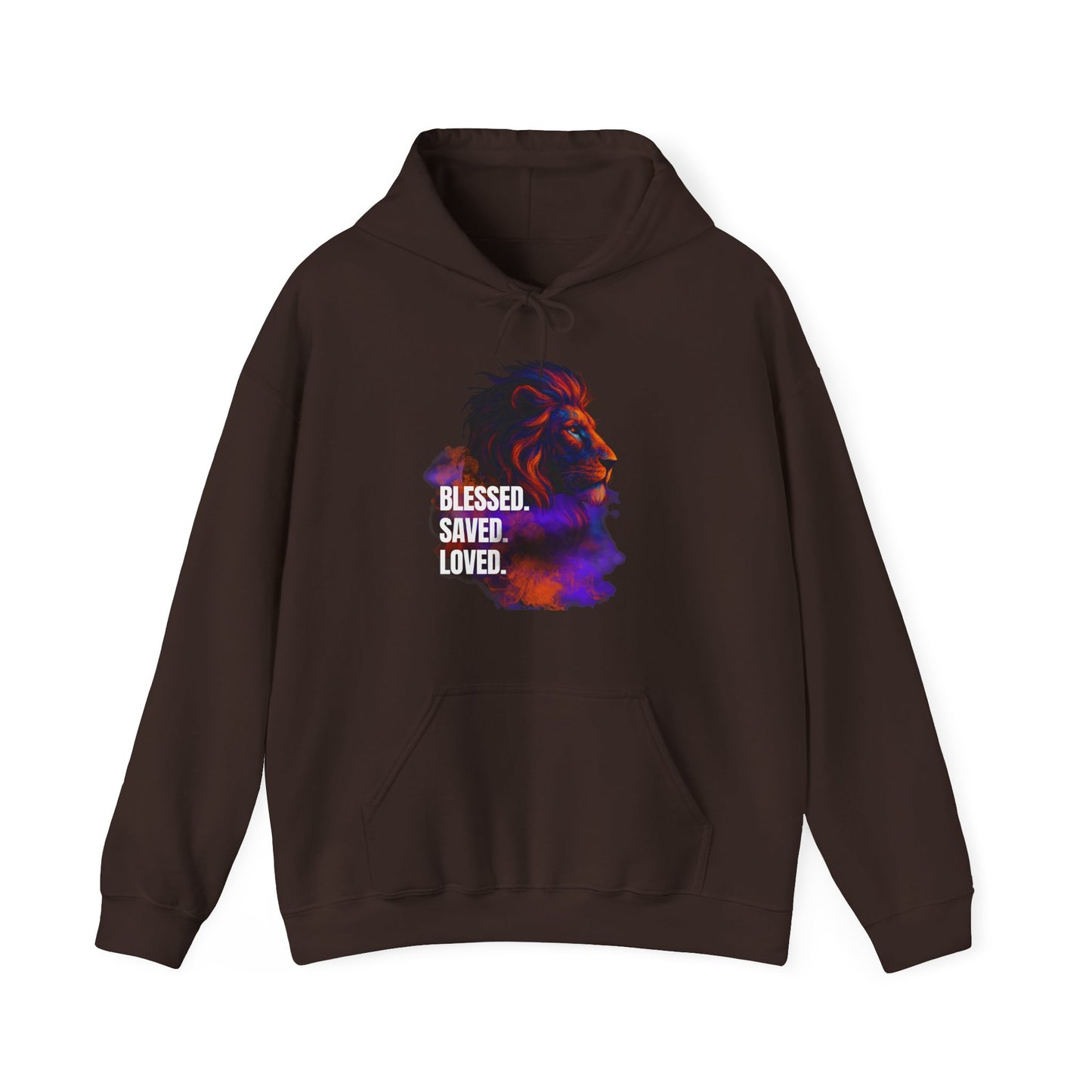 Blessed, Saved, Loved Lion Hoodie - Unisex Heavy Blend Sweatshirt