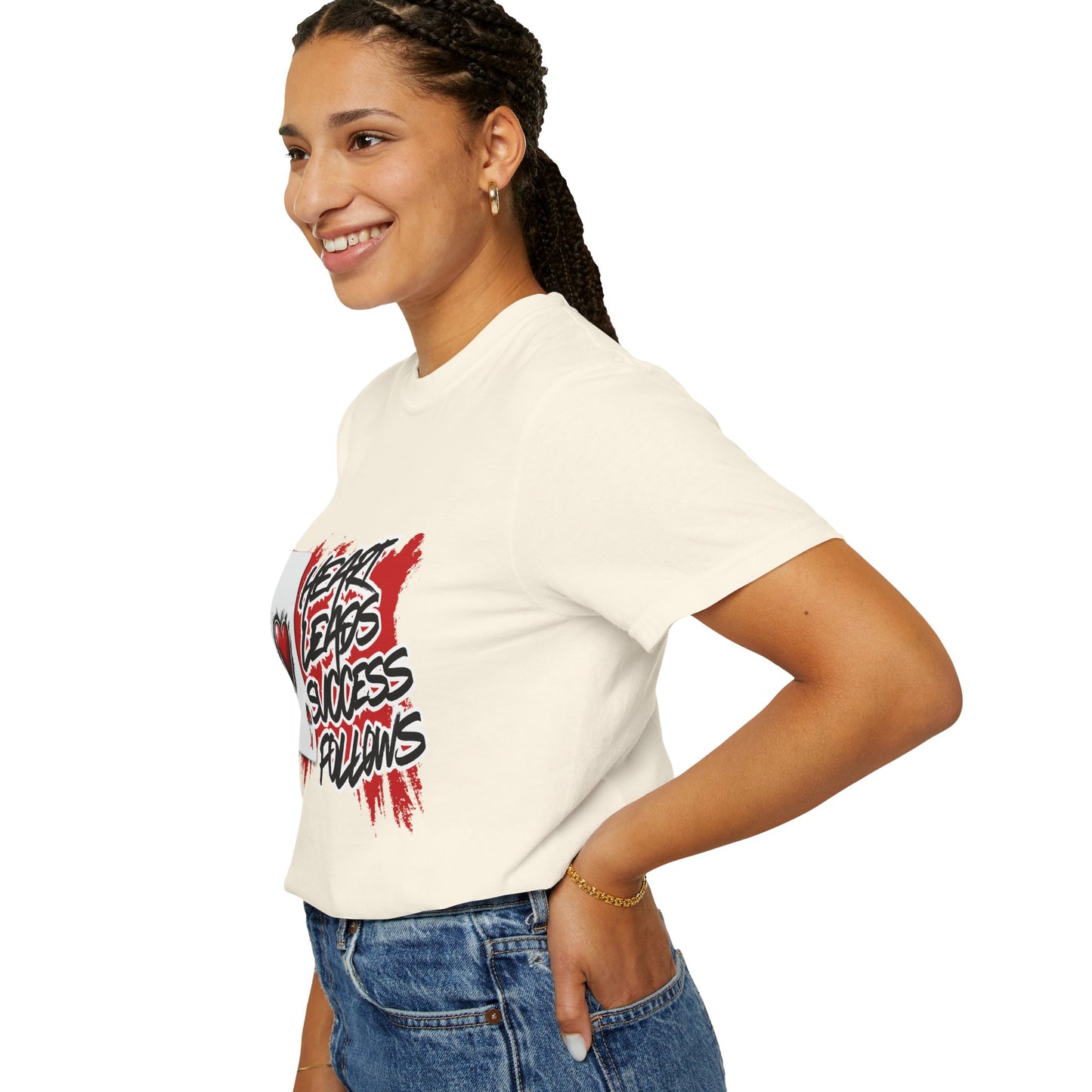Heart Leads Success Unisex Heavy Cotton Tee | Graphic Tee | Casual Wear | Gift for Gamers | Inspirational Fashion | Streetwear