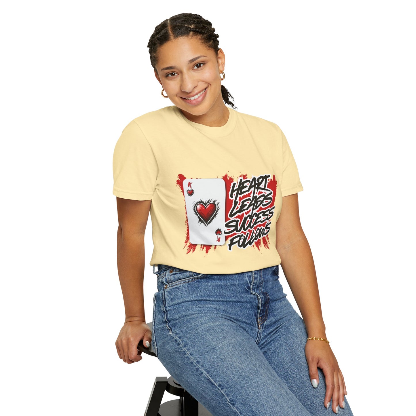 Heart Leads Success Unisex Heavy Cotton Tee | Graphic Tee | Casual Wear | Gift for Gamers | Inspirational Fashion | Streetwear