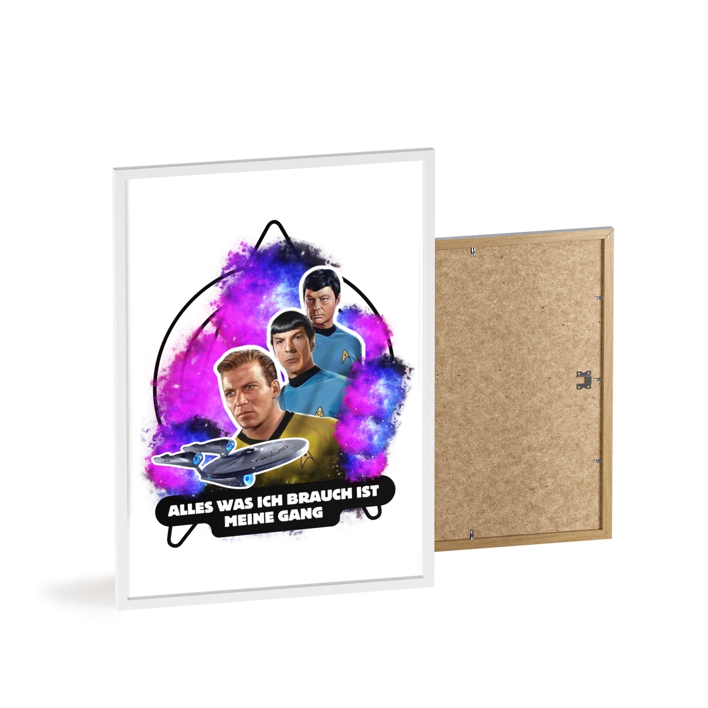 Star Trek Inspired Art Print with Wooden Frame - 'Alles Was Ich Brauch Ist Meine Gang'