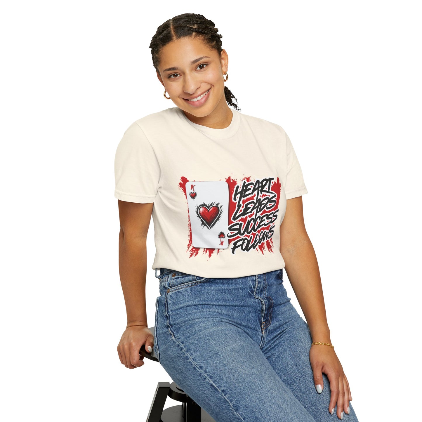 Heart Leads Success Unisex Heavy Cotton Tee | Graphic Tee | Casual Wear | Gift for Gamers | Inspirational Fashion | Streetwear