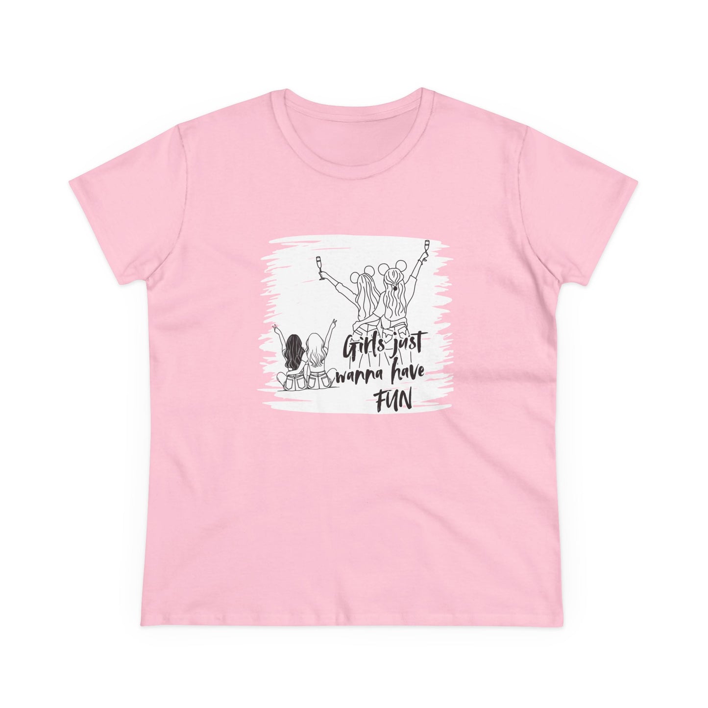 Girls Just Wanna Have Fun Cotton Tee - Women's Midweight Casual Shirt